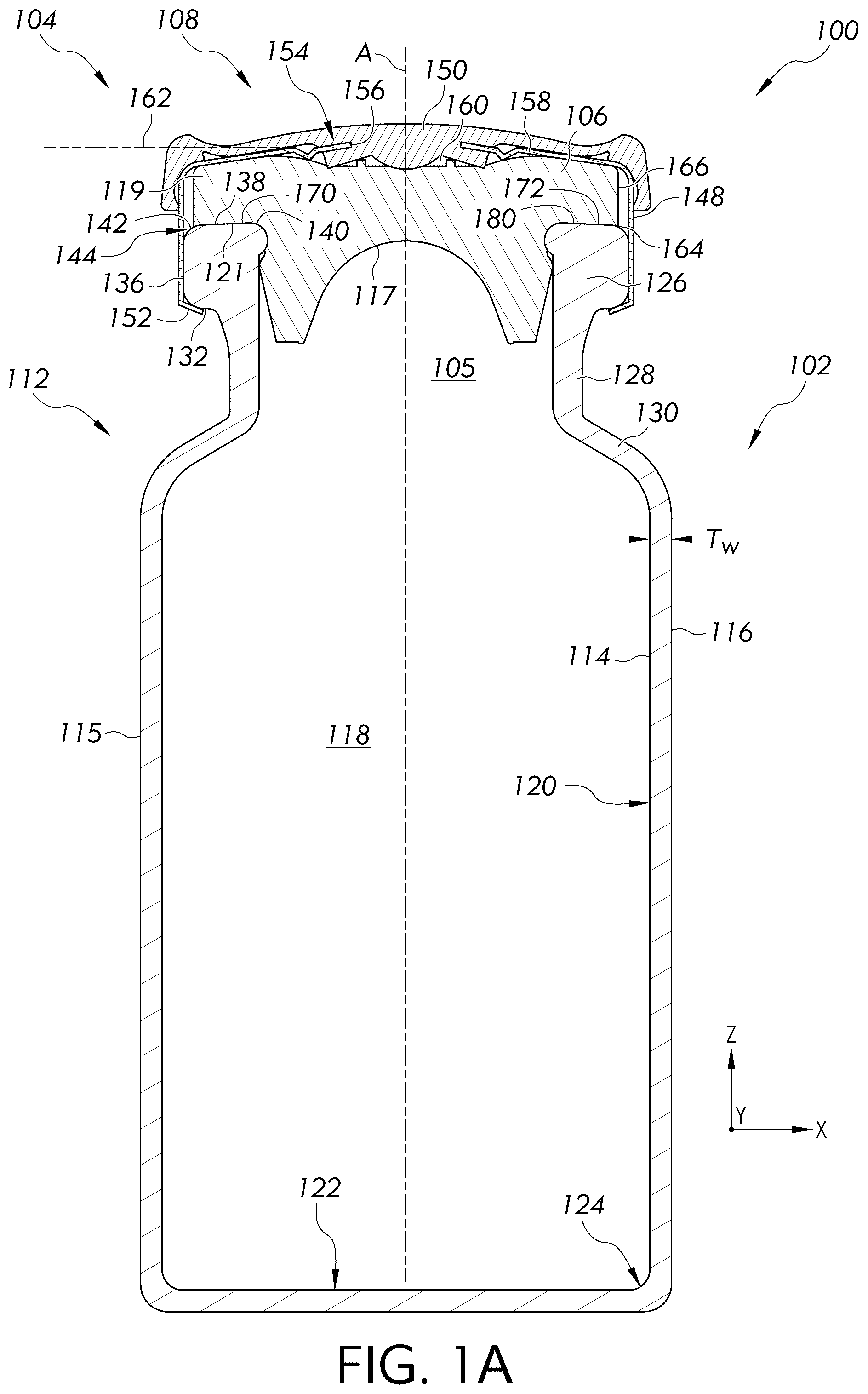 Patent US12612220 — Container closure system and sealing assemblies for maintaining seal integrity at low storage temperatures — Figure 1