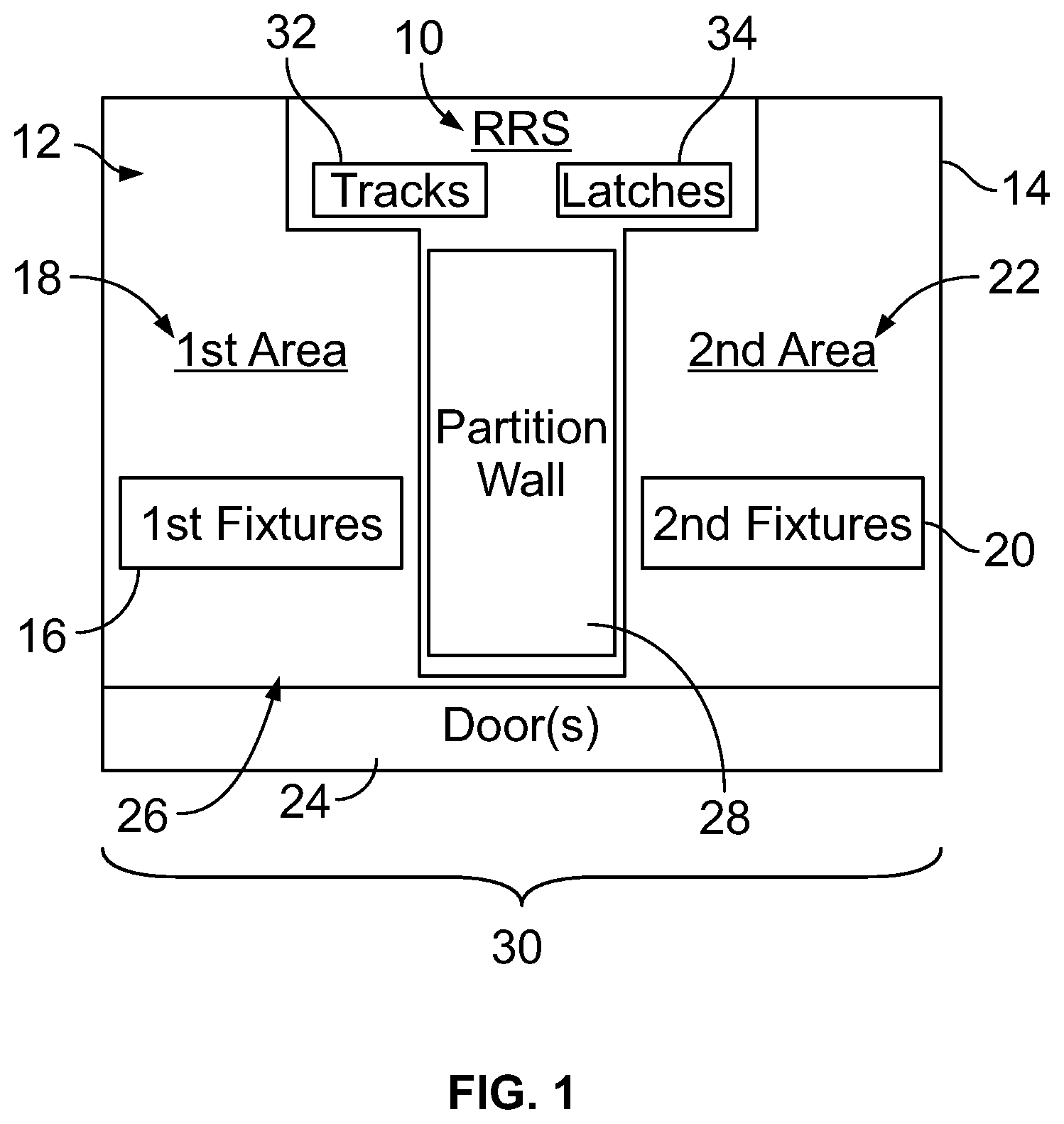 Patent US12612783 — Lavatory with movable partition wall — Figure 1