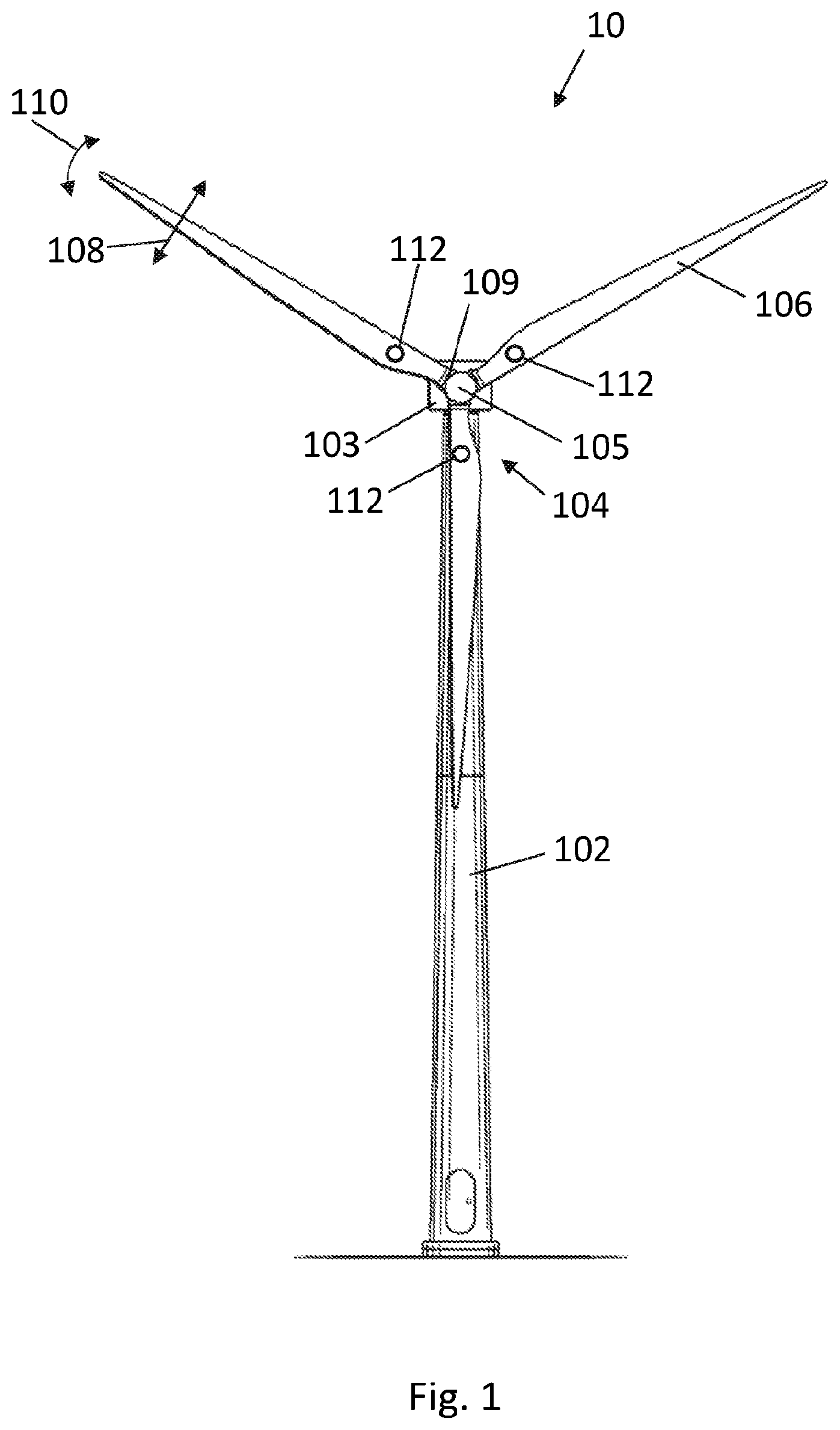 Patent US12612894 Figure 1 – Controlling activation of individual pitch control of wind turbine rotor blades based on detected wind events