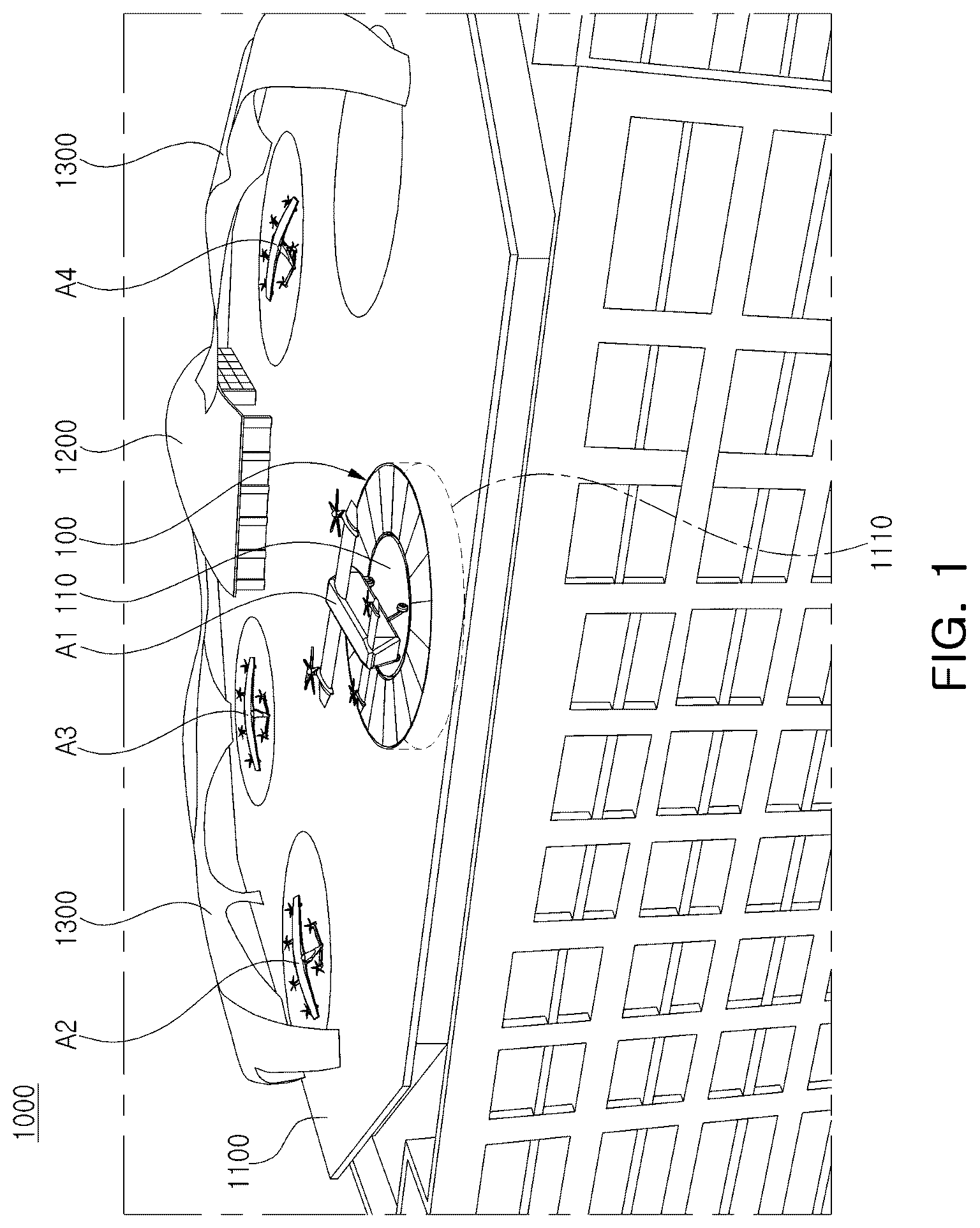 Patent US12612896 — Wind power generation structure and method for vertiport — Figure 1