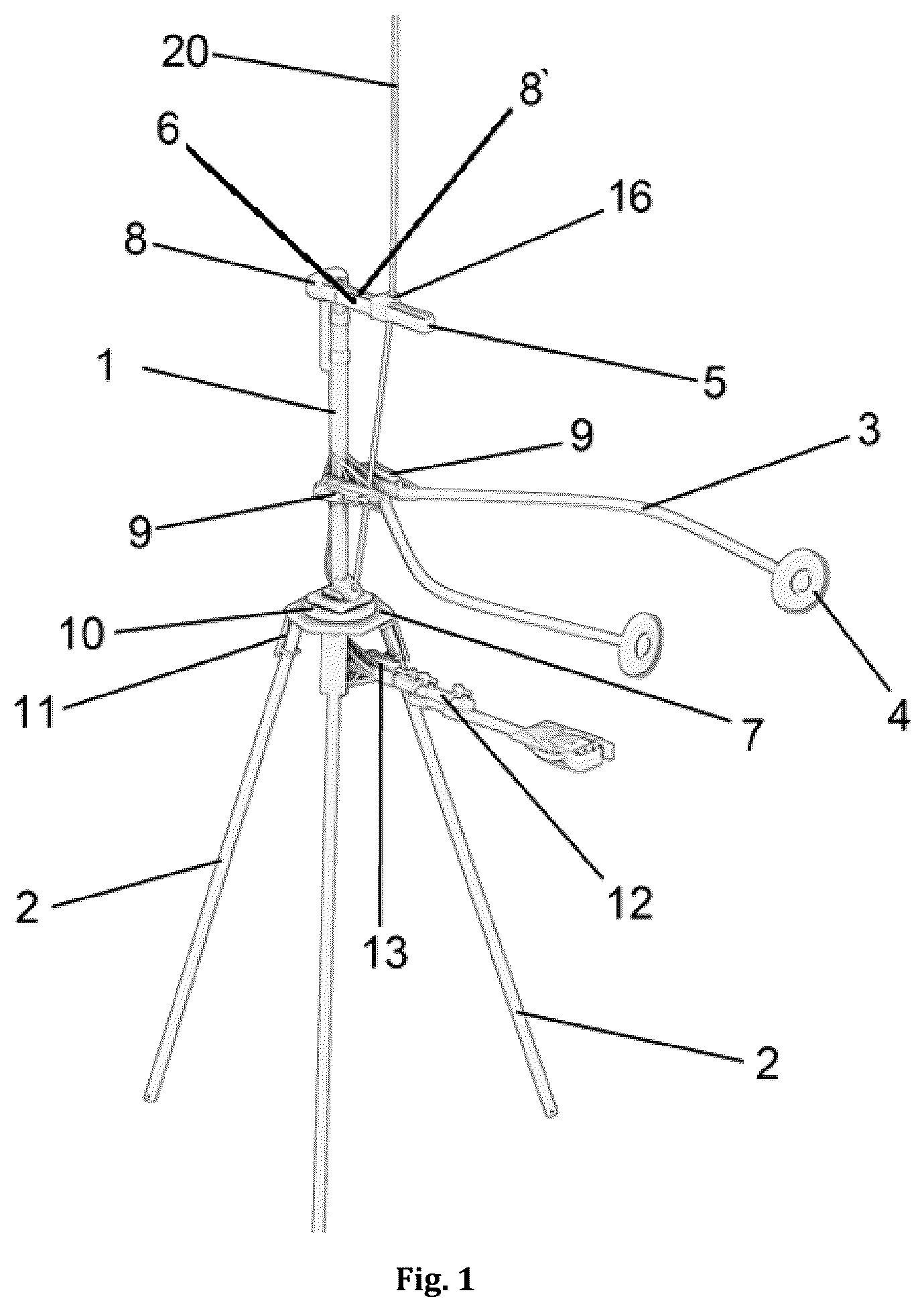 Patent US12612899 — Device for wind turbine blade and tower maintenance and a system for raising and lowering the device — Figure 1
