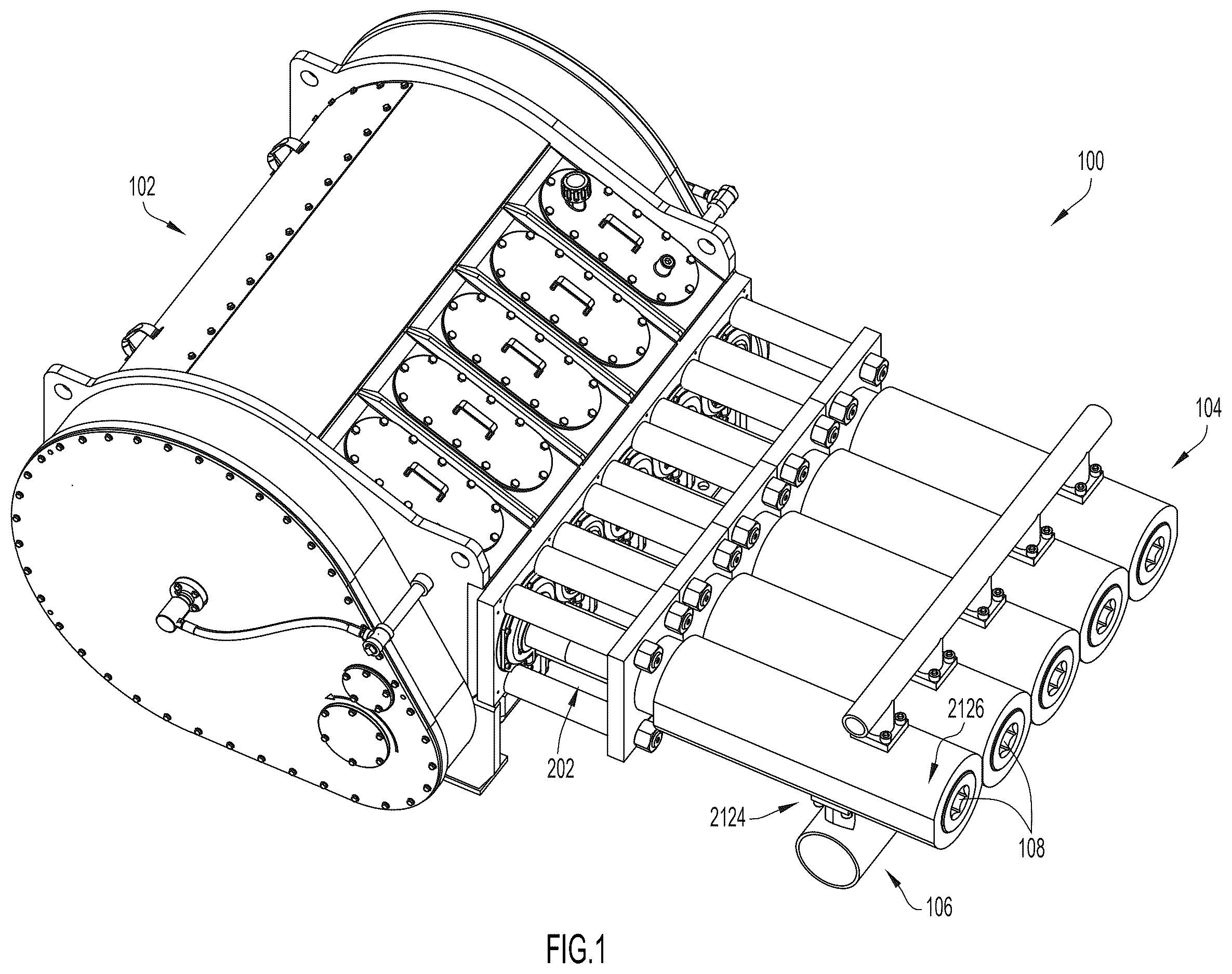 Patent US12612910 — Fluid end with counterflow passages — Figure 1