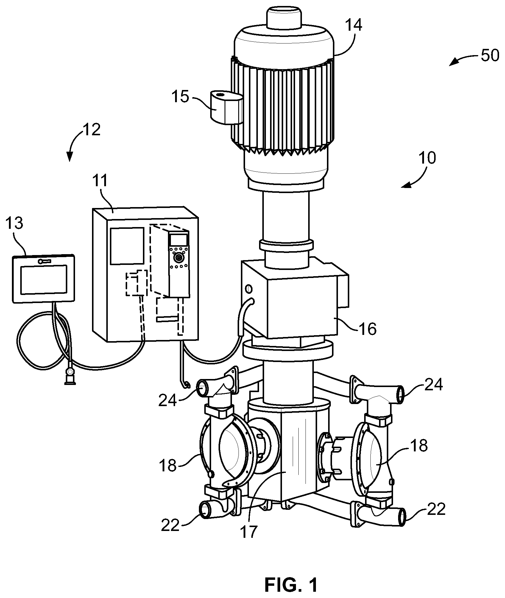 Patent US12612911 Figure 1 – Electric diaphragm pump with offset slider crank