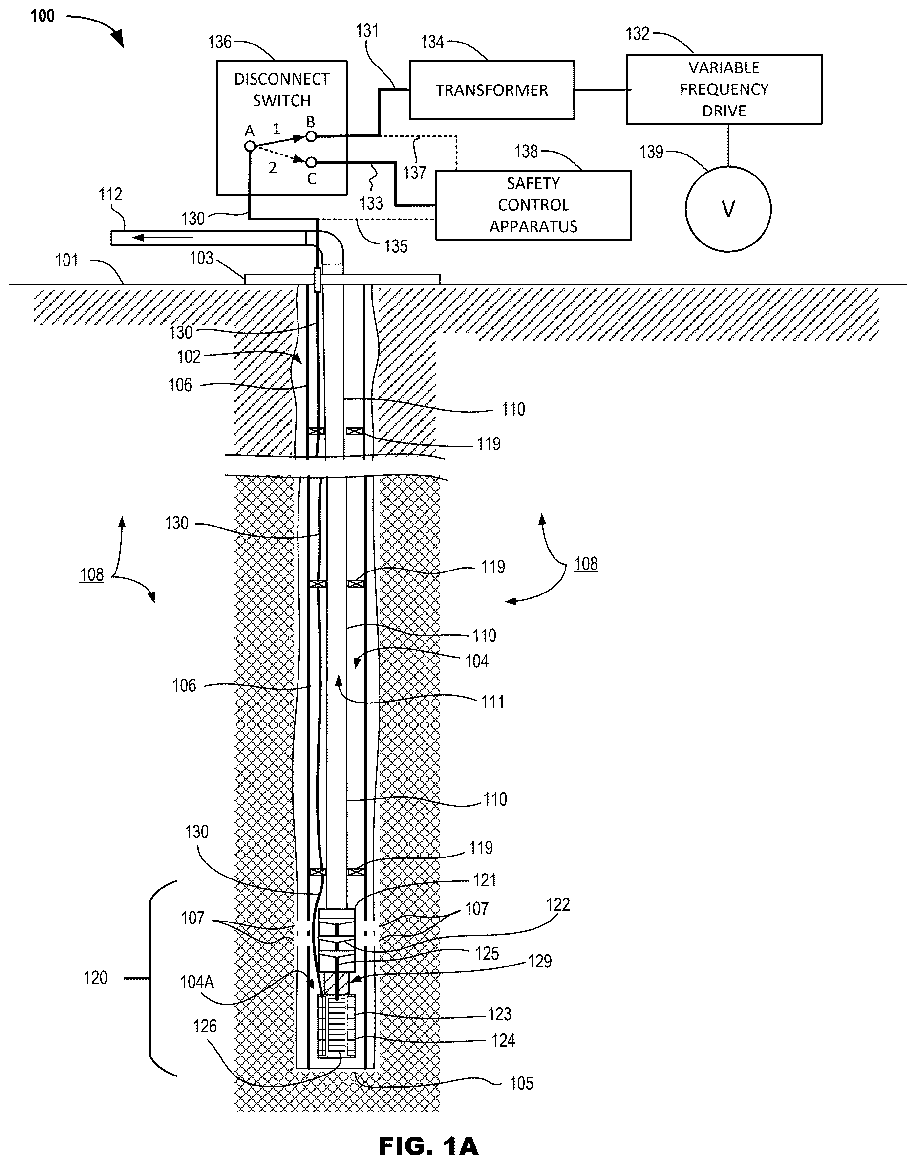 Patent US12612917 Figure 1 – Safety controls for electrical submersible pump systems