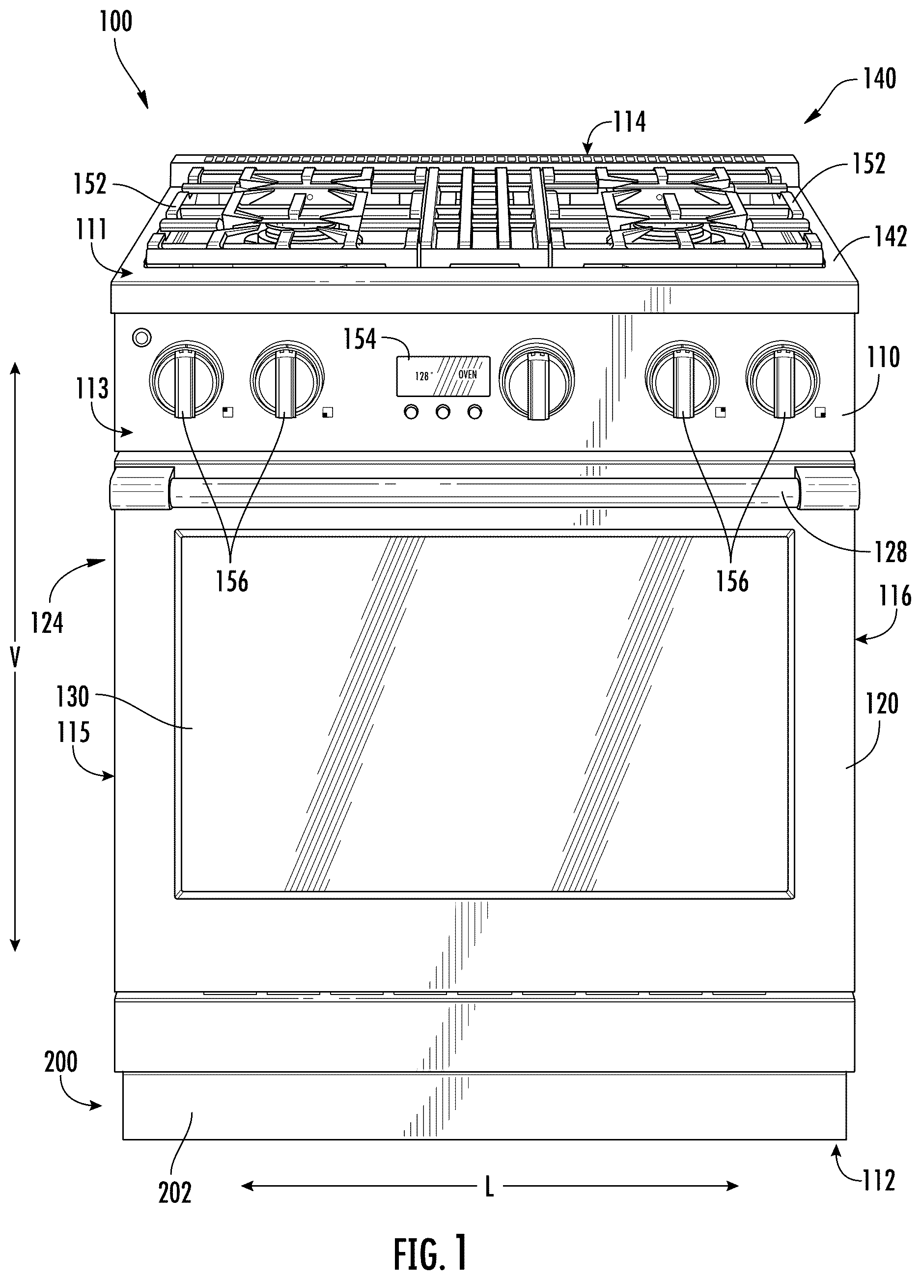 Patent US12612934 — Household appliance toe kick plate fastening — Figure 1