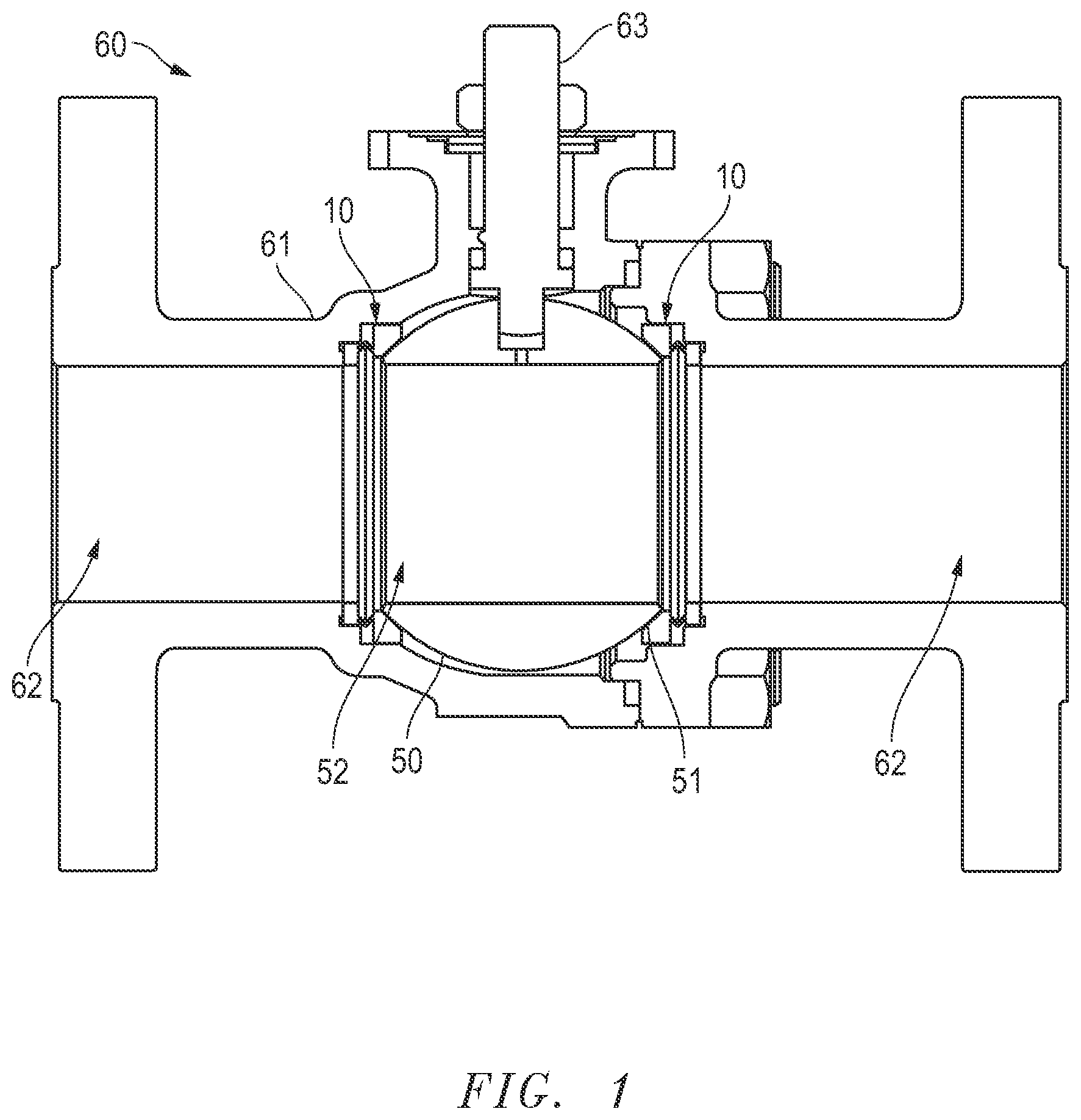Patent US12612971 — Bidirectional one piece metal seat for ball valve — Figure 1