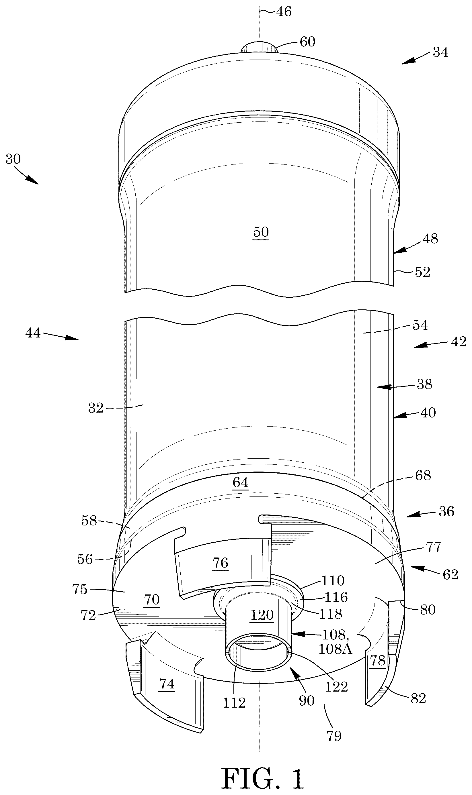 Patent US12612976 — Valve assembly for dispensing foodstuff and dispenser apparatus and lid comprising the same — Figure 1