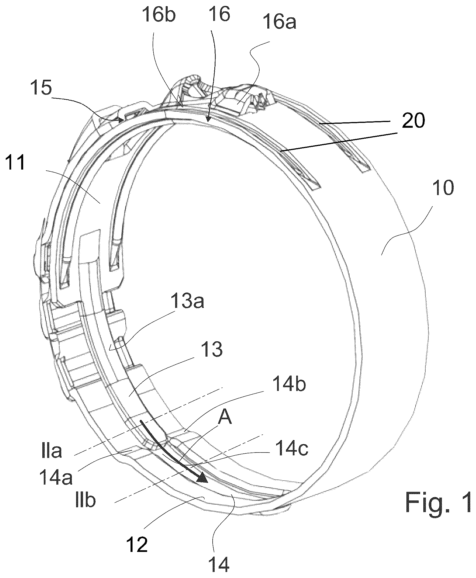 Patent US12612985 — Clamp with tongue having a non-flat transverse profile — Figure 1