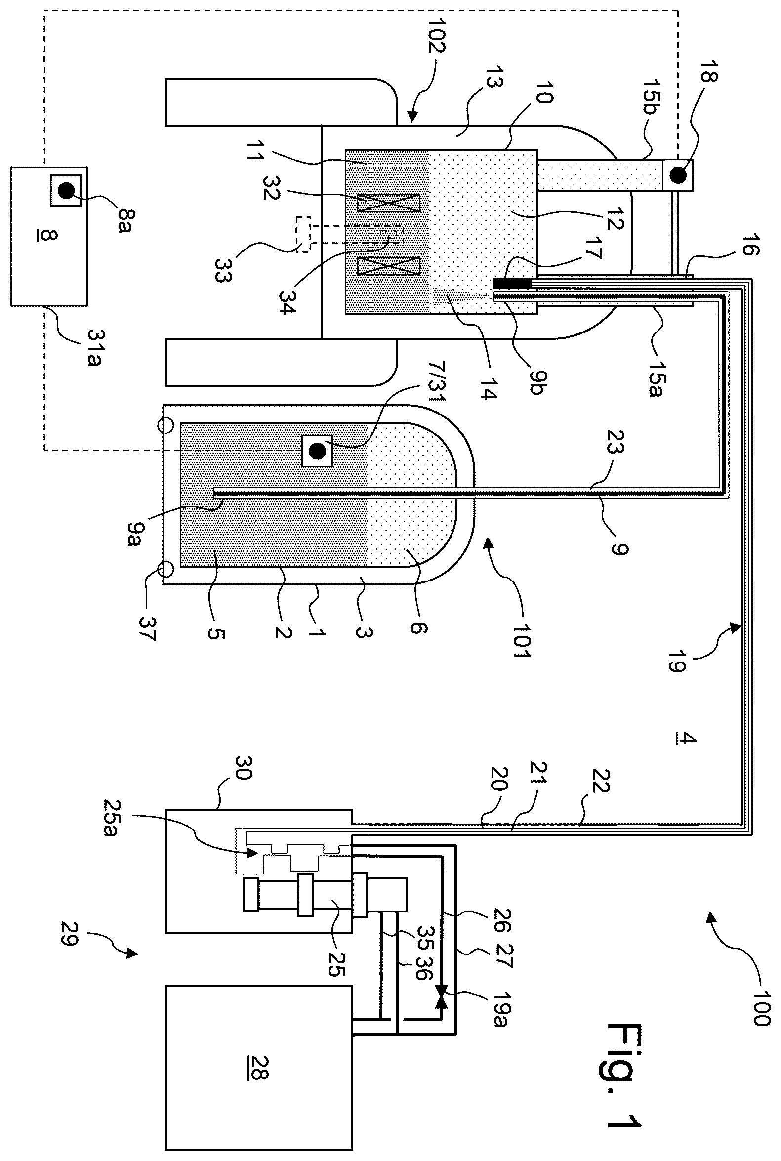 Patent US12613000 — Device and method for transferring liquid helium into an application cryostat — Figure 1