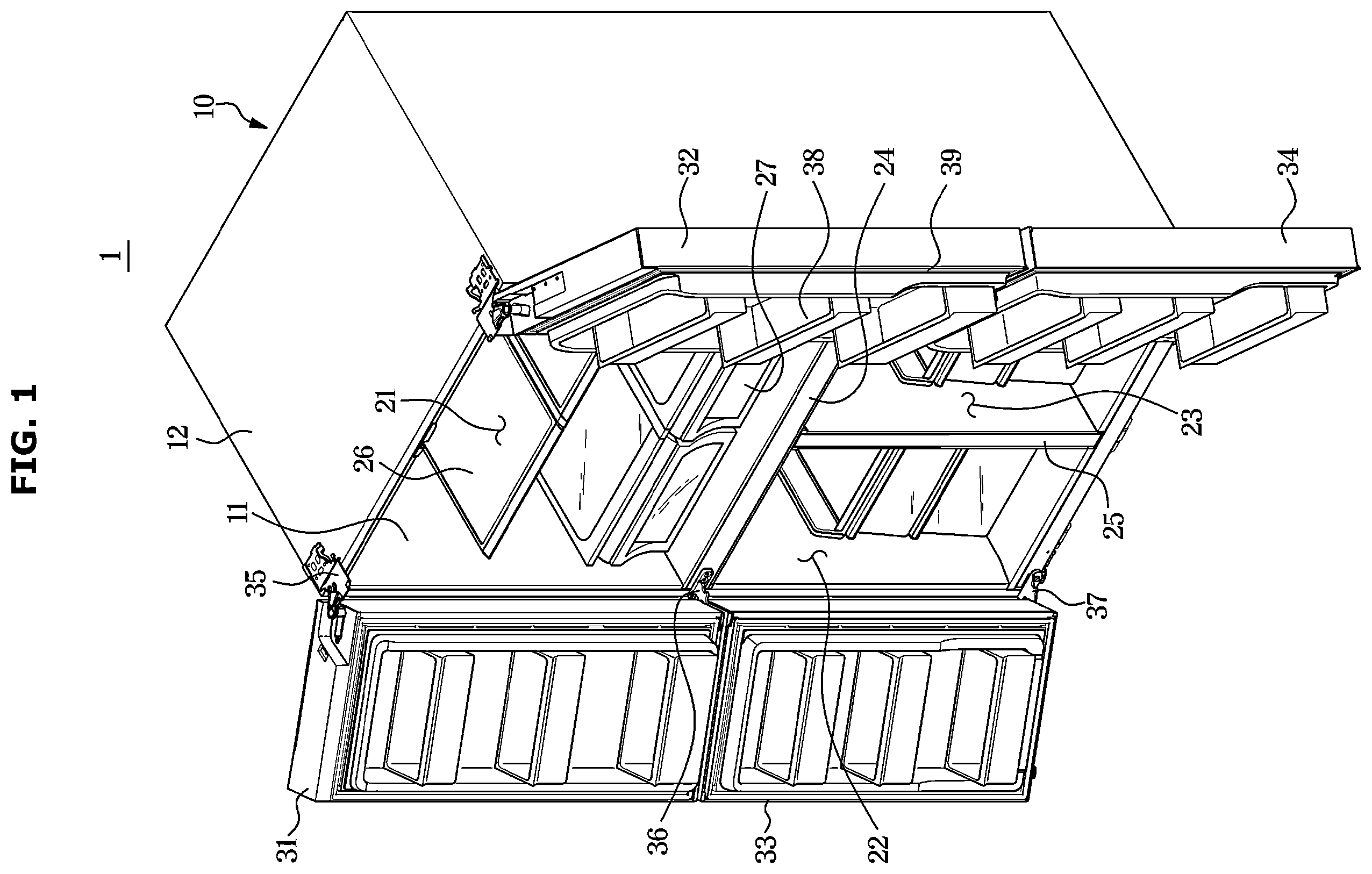 Patent US12613063 — Refrigerator and home appliance — Figure 1