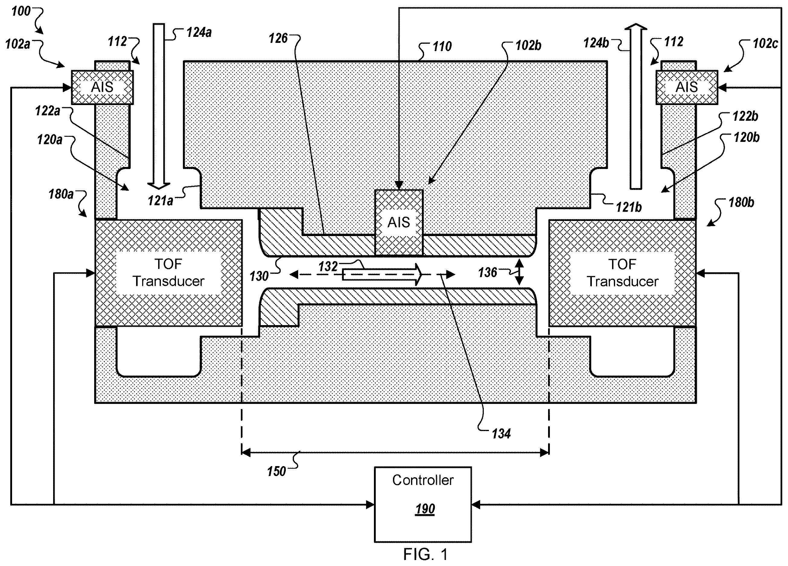Patent US12613119 — Ultrasonic mass fuel flow meter — Figure 1