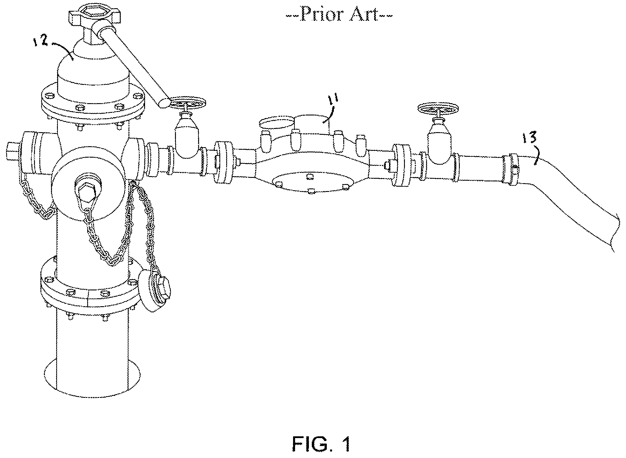 Patent US12613121 — Securement system for wireless water meter connected to hydrant — Figure 1