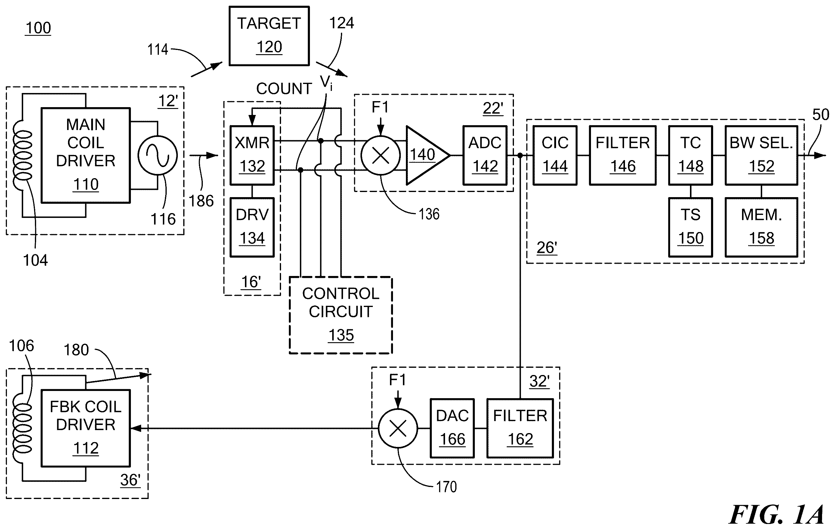 Patent US12613293 Figure 1 – Sensor with common mode rejection and offset correction
