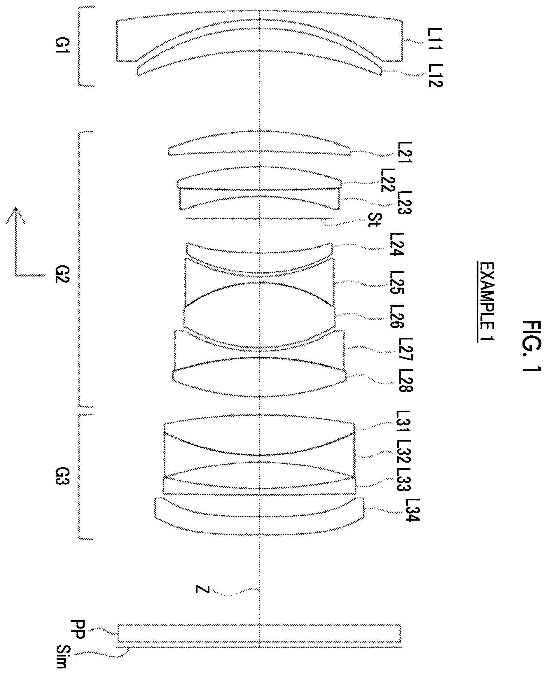 Patent US12613397 — Imaging lens and imaging apparatus — Figure 1