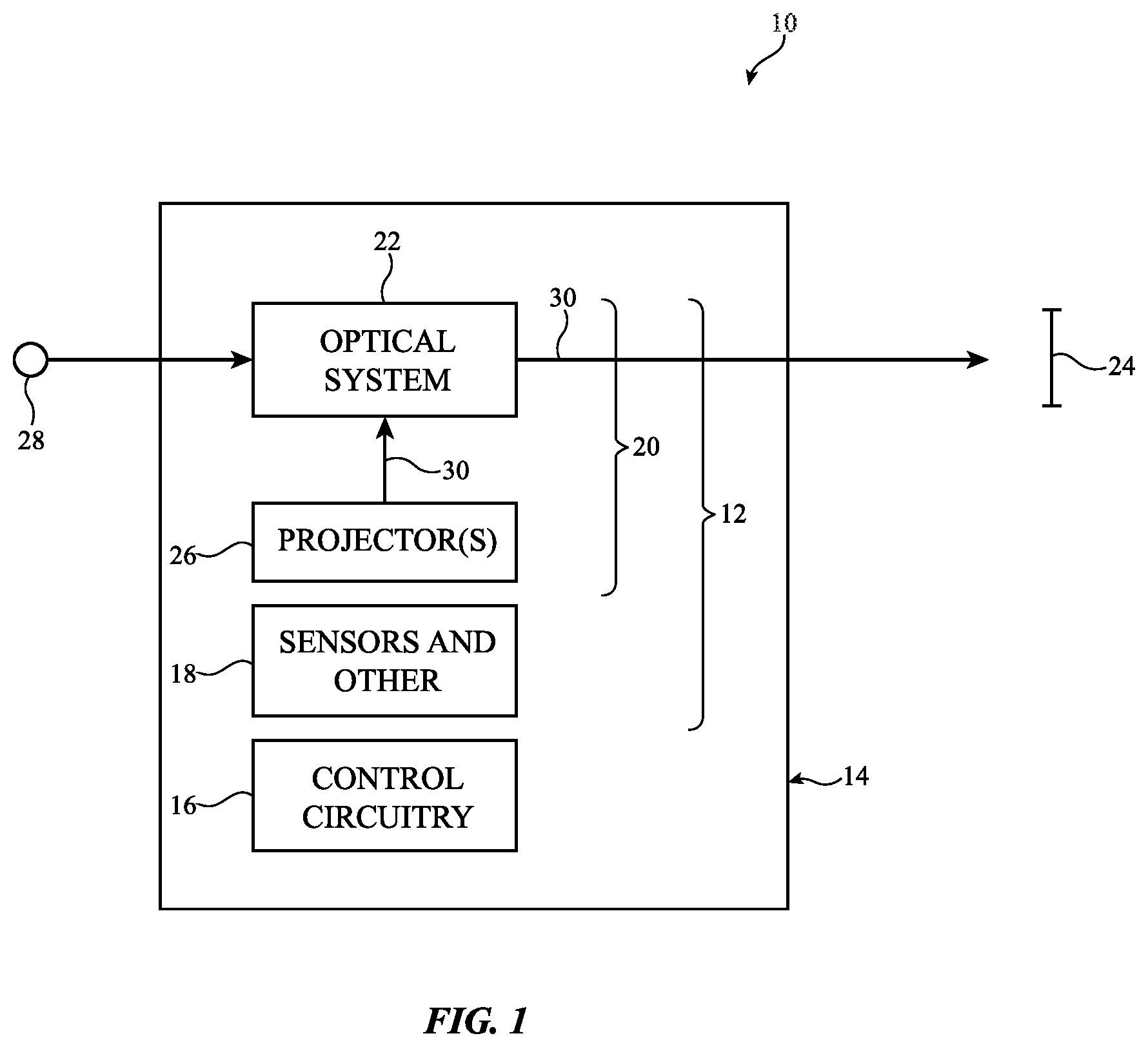 Patent US12613415 — Optical systems with partial reflectors on waveguides for maximizing pupil size coupling — Figure 1