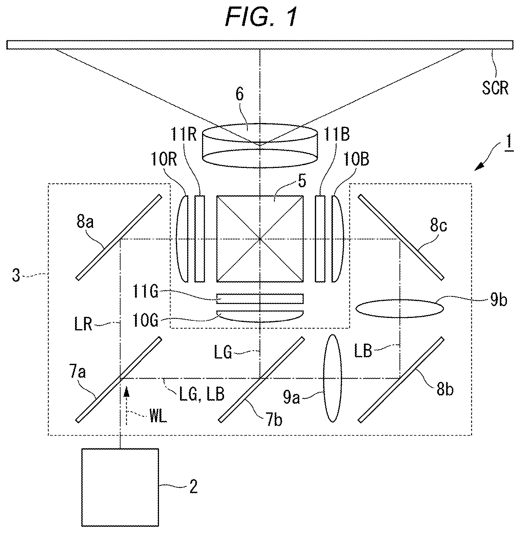 Patent US12613459 Figure 1 – Wavelength conversion apparatus, light source apparatus, and projector