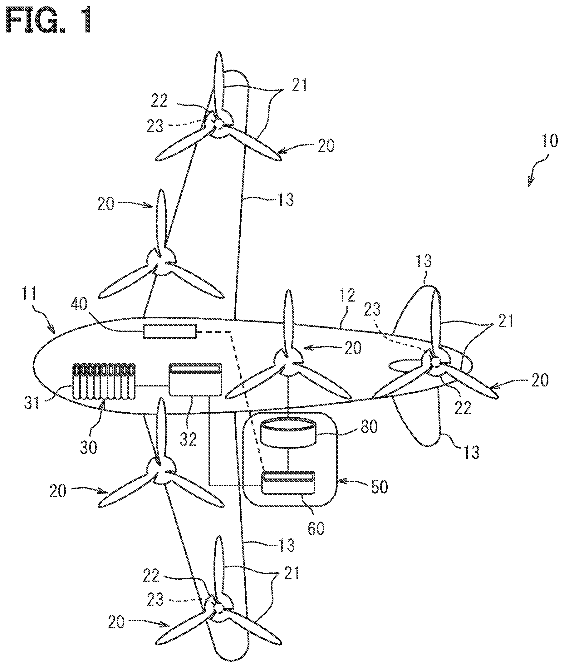 Patent US12613535 Figure 1 – Flight control device and non-transitory computer readable medium storing flight control program