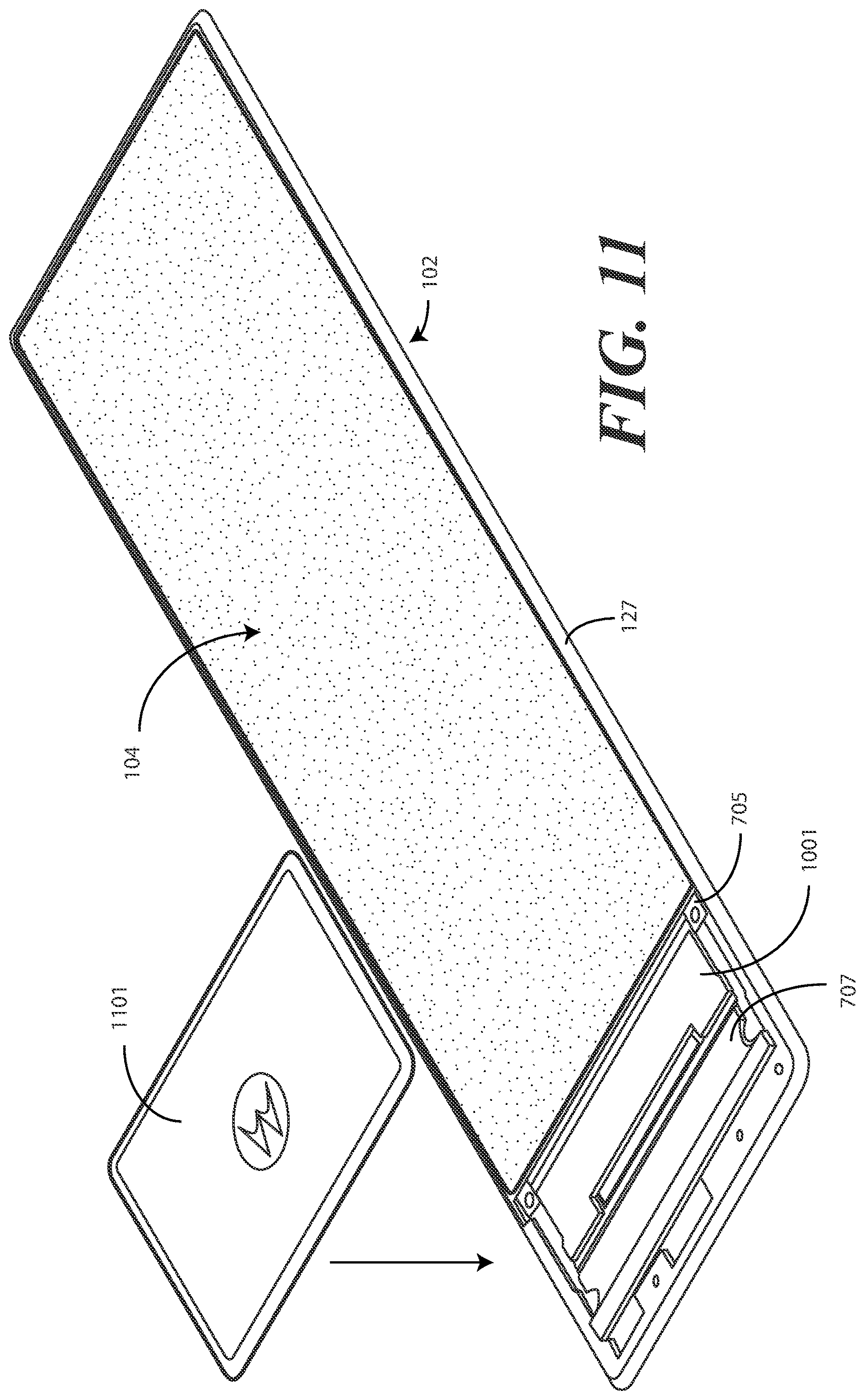 Patent US12613550 Figure 8 – Electronic devices with translating flexible displays and corresponding methods for managing display position as a function of content presentation