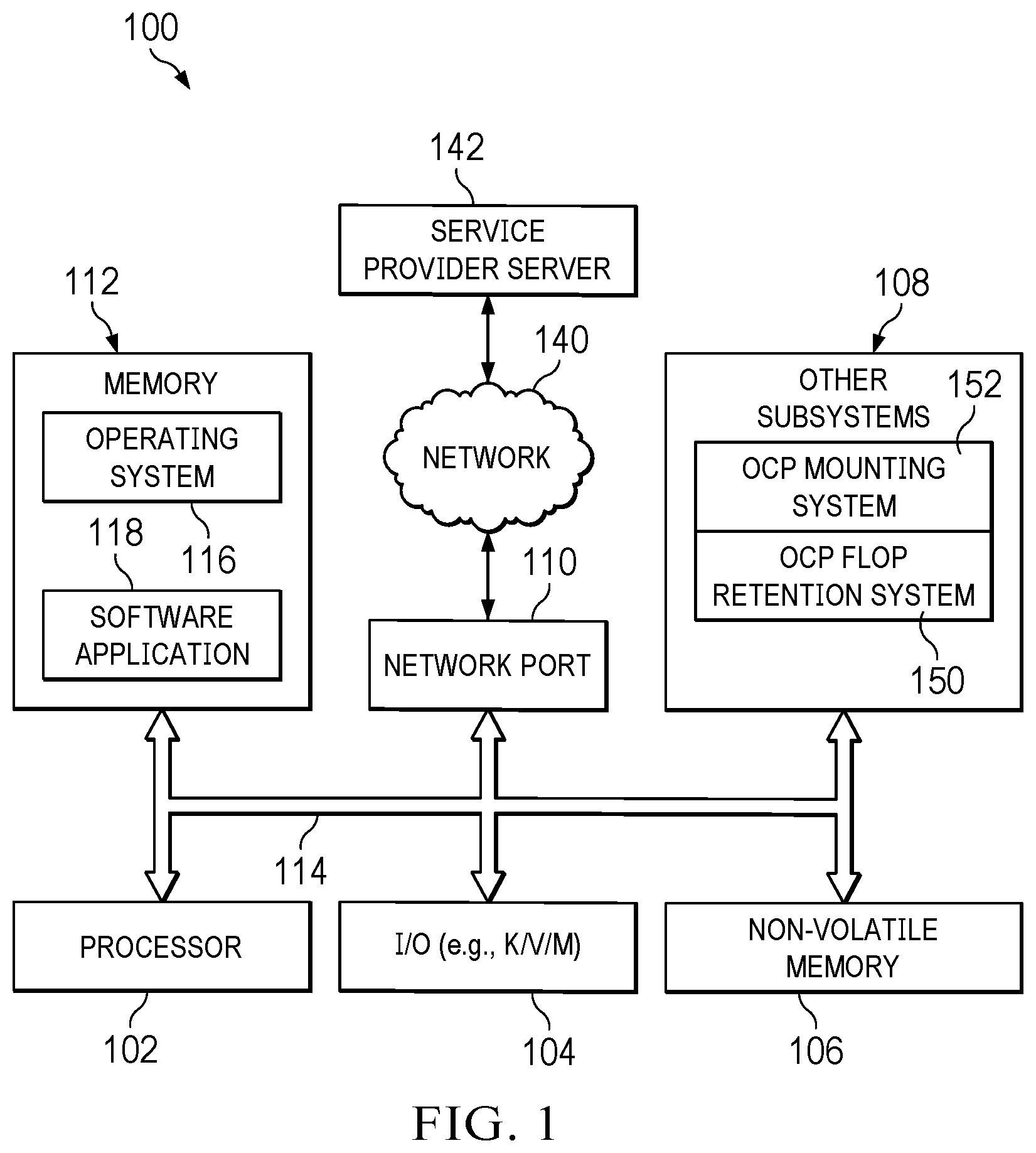 Patent US12613563 Figure 1 – Server system open compute project mounting system