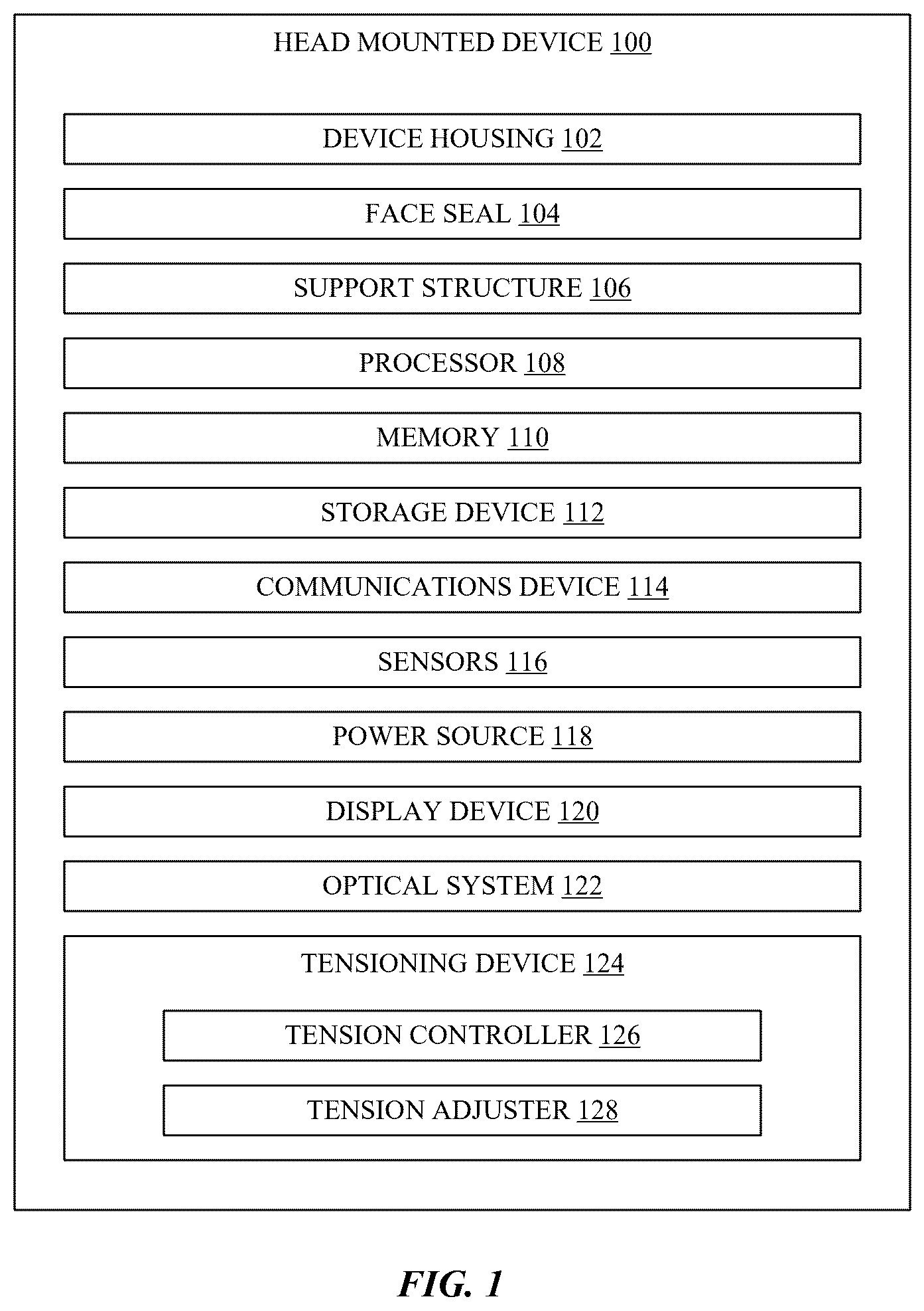Patent US12613574 — Head-mounted device with tension adjustment — Figure 1