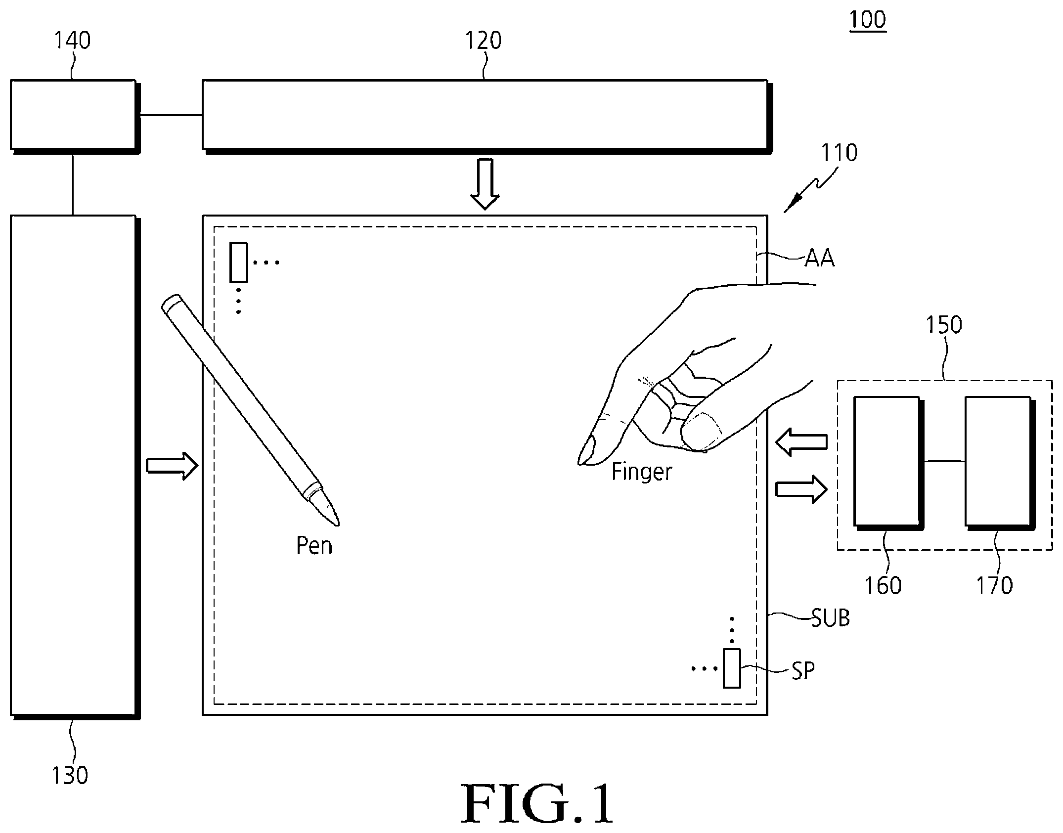 Patent US12613592 — Light emitting diode display device with built-in touch sensor — Figure 1