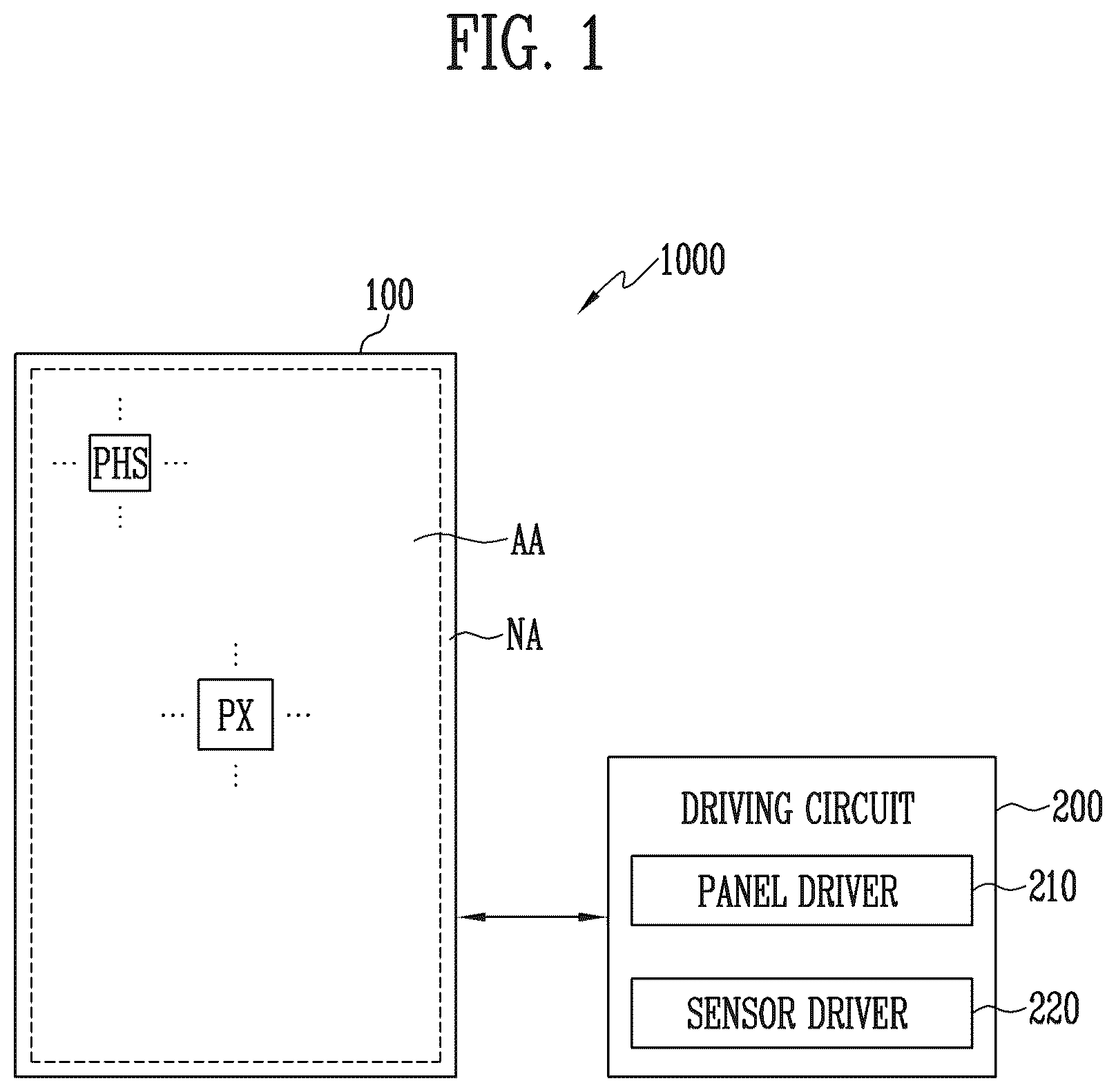 Patent US12613600 — Display device including touch sensing layer including conductive pattern — Figure 1