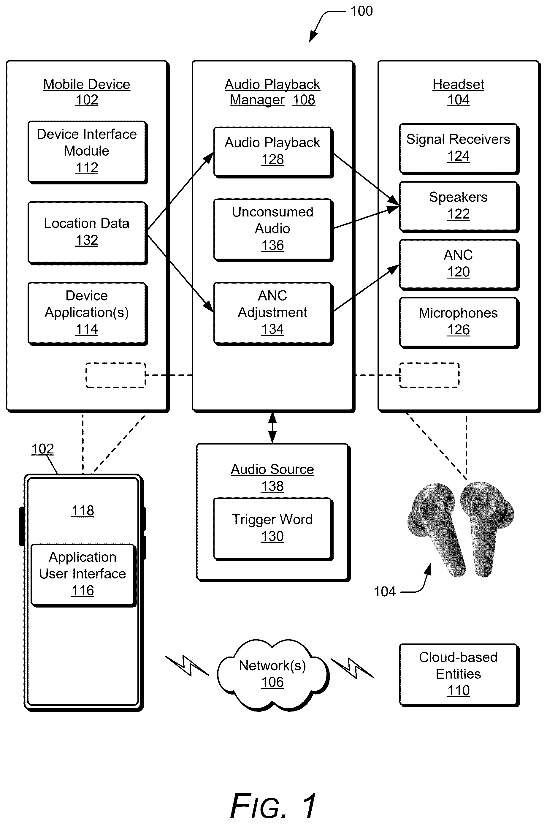Patent US12613674 — Ending audio playback based on a trigger word — Figure 1