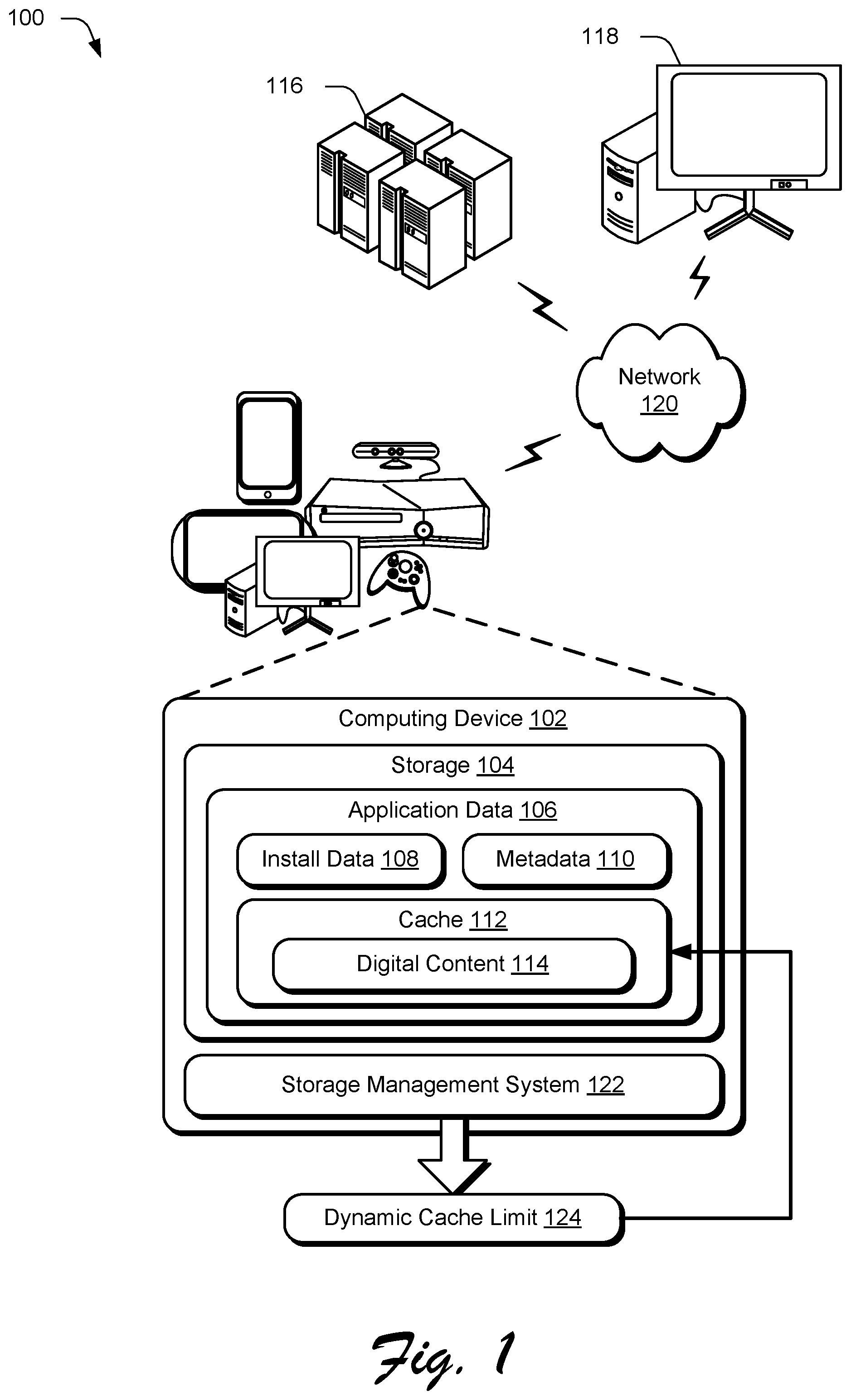Patent US12613746 — Dynamic application storage allocation — Figure 1