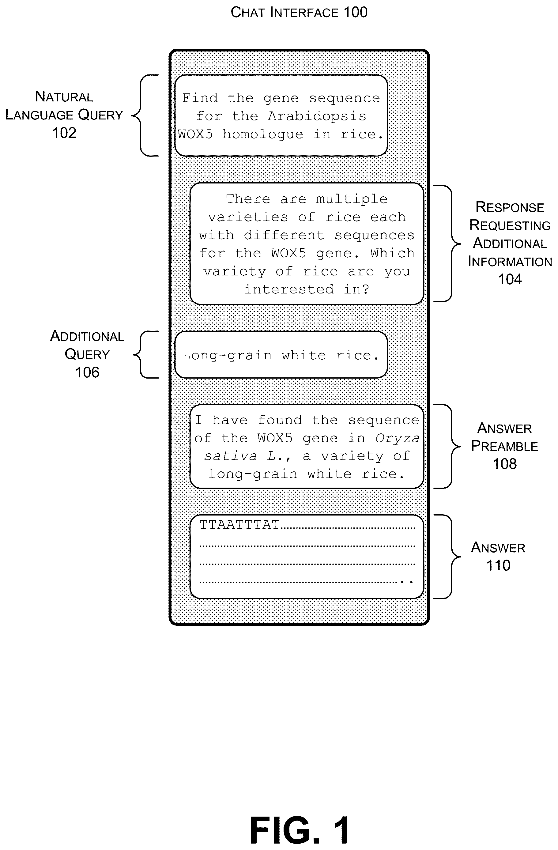 Patent US12614037 Figure 1 – Large language model interface for complex databases