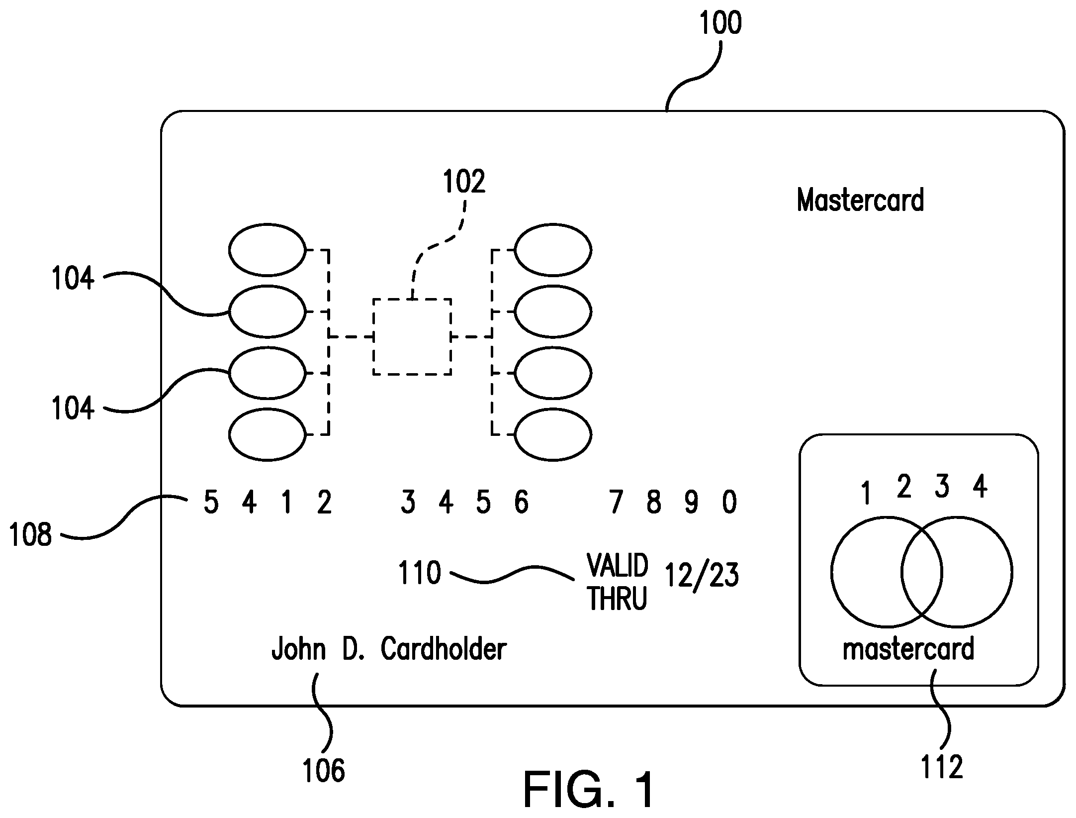 Patent US12614184 — Extra security element on cards to protect against fraud — Figure 1