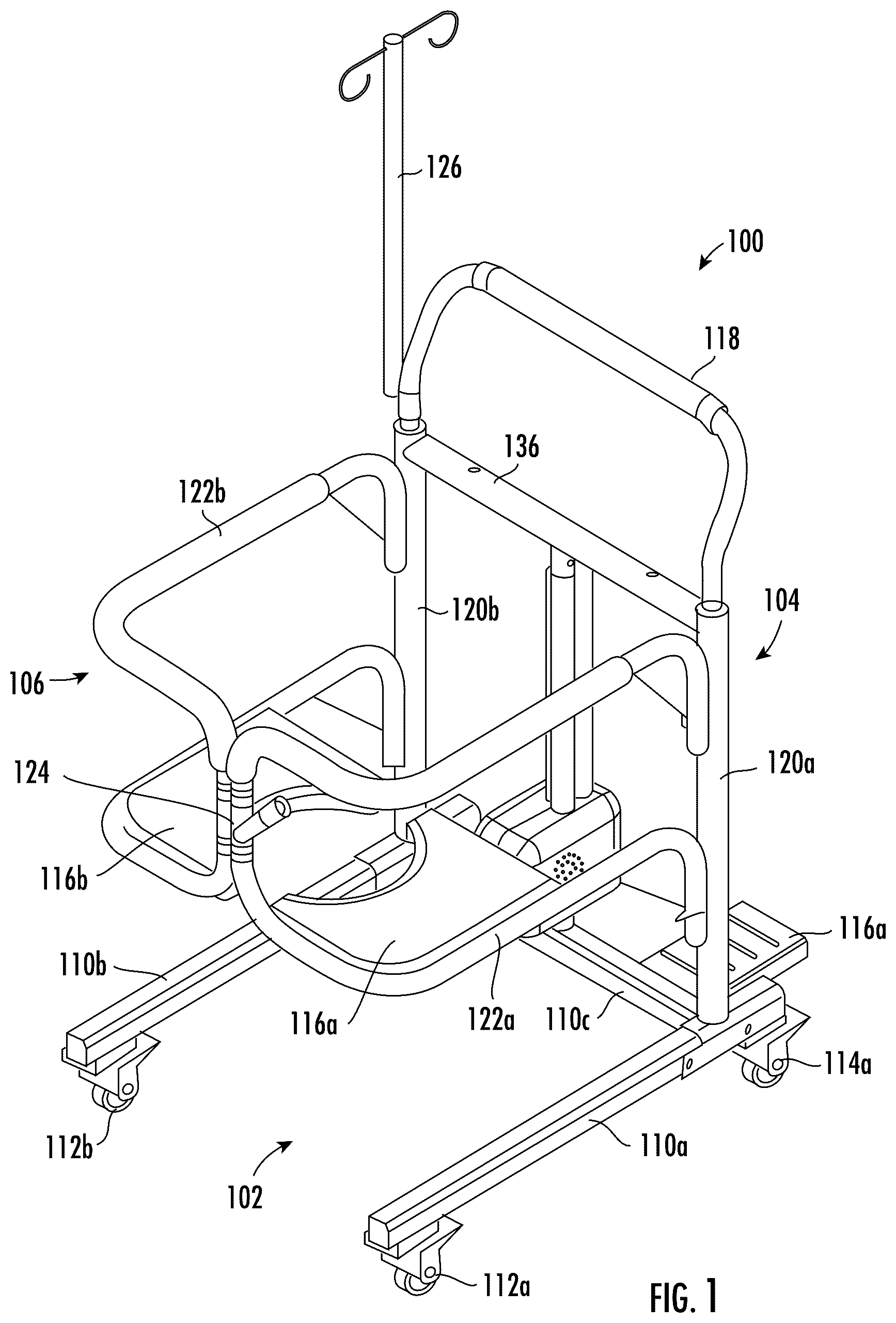Patent US12614199 — Motorized lifting and transfer chair — Figure 1