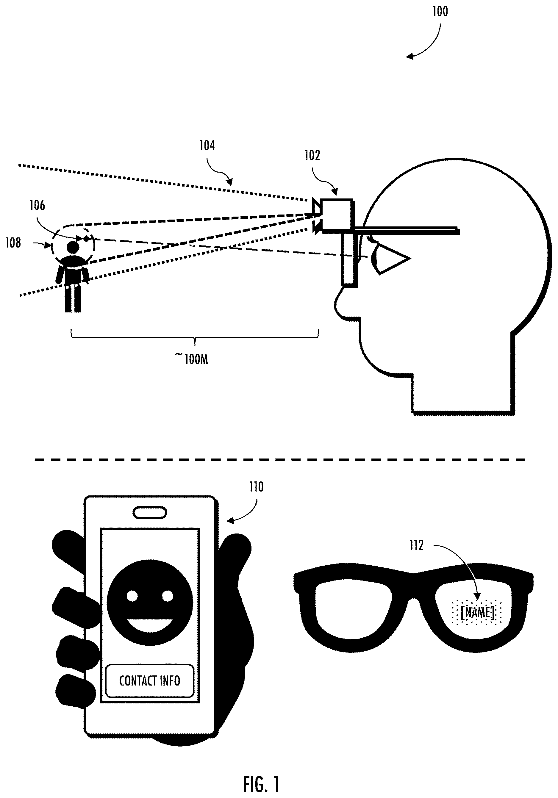Patent US12614357 — Apparatus and methods for augmenting vision with region-of-interest based processing — Figure 1