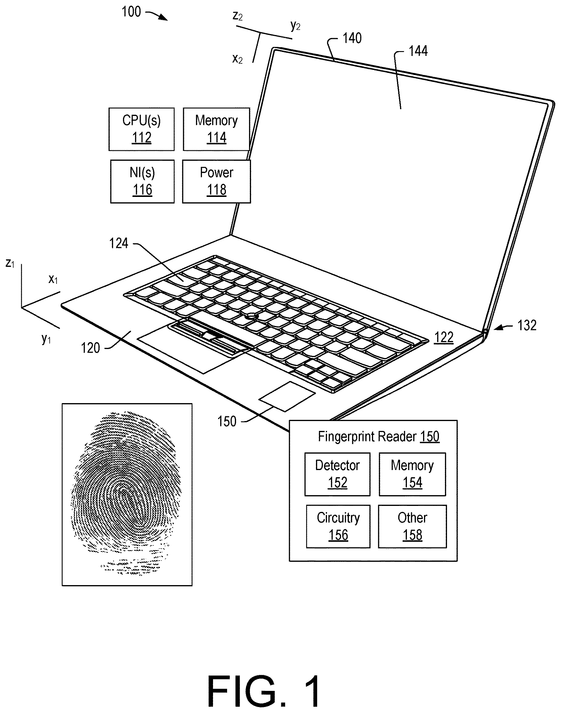 Patent US12614408 — Finger recognition framework — Figure 1