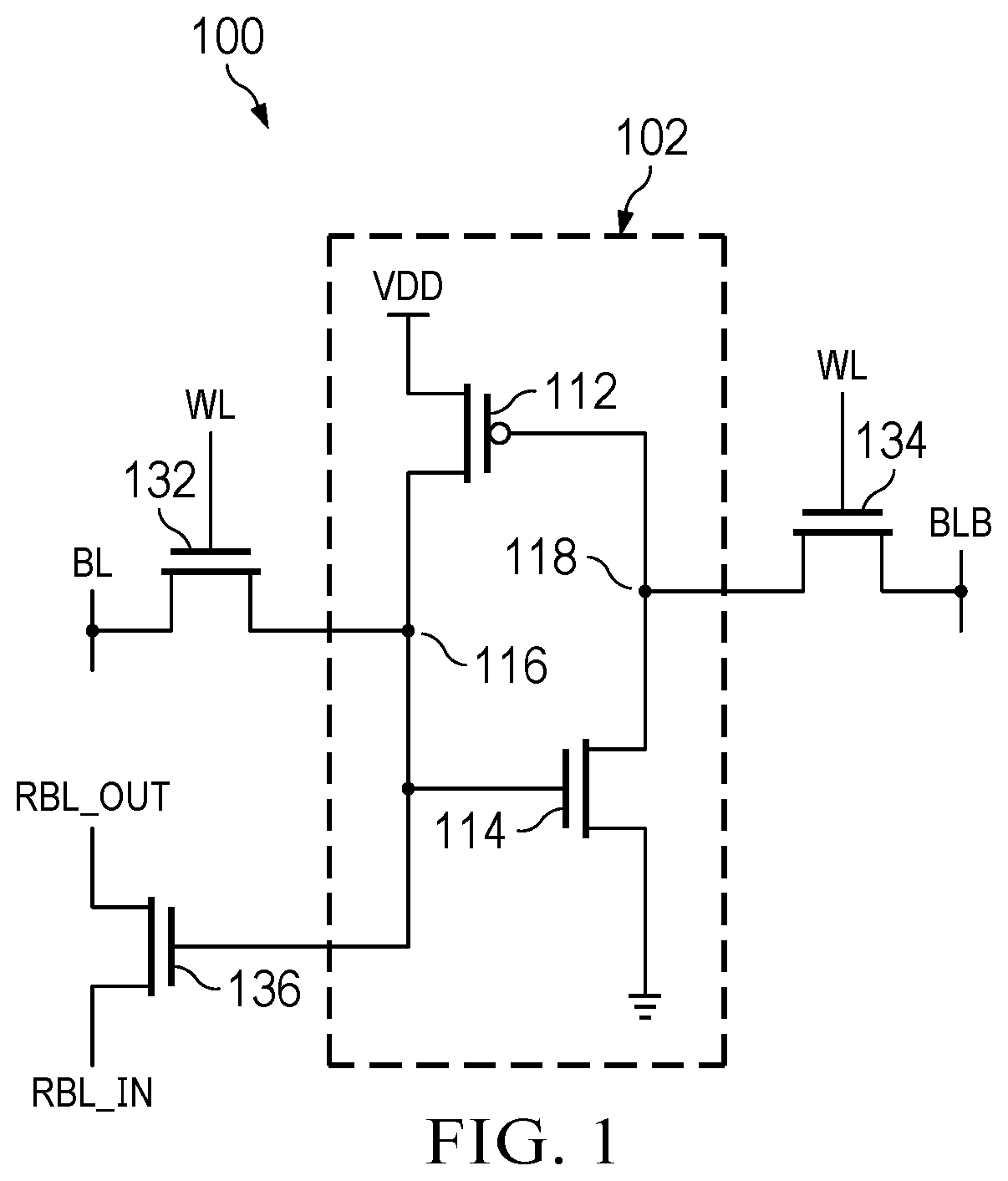Patent US12614575 — Half static random access memory (SRAM) cell — Figure 1