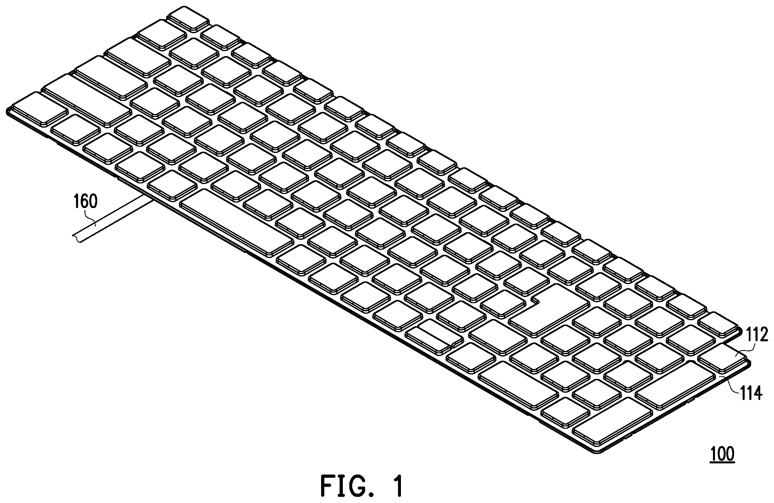 Patent US12614683 Figure 1 – Backlight module and luminous keyboard using the same