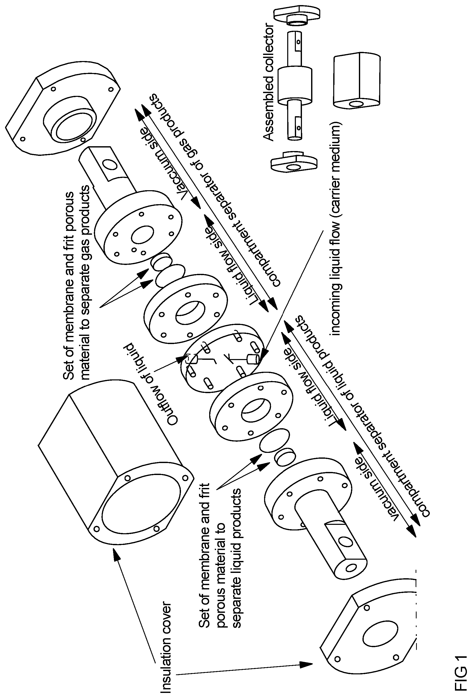 Patent US12614708 Figure 1 – Device for extracting gaseous and liquid products from a reaction fluid