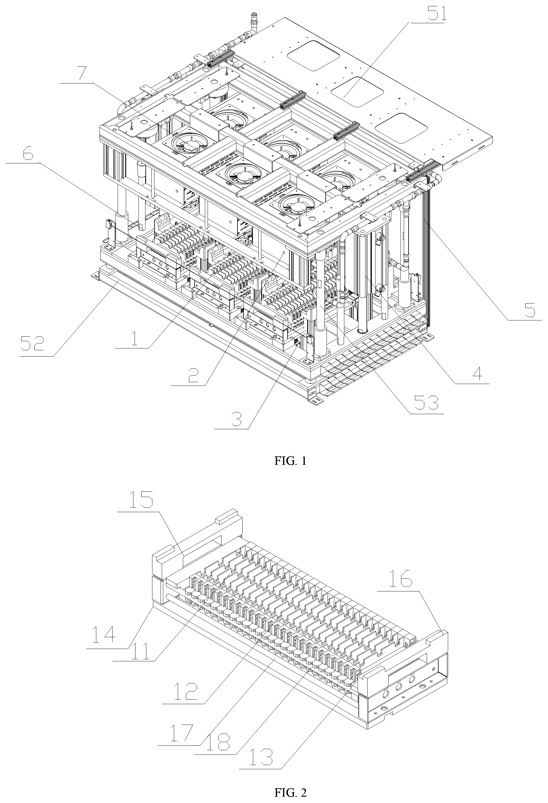 Patent US12614750 — Pressing mechanism with variable distance position and equal dividing for charging and discharging of the square battery — Figure 1
