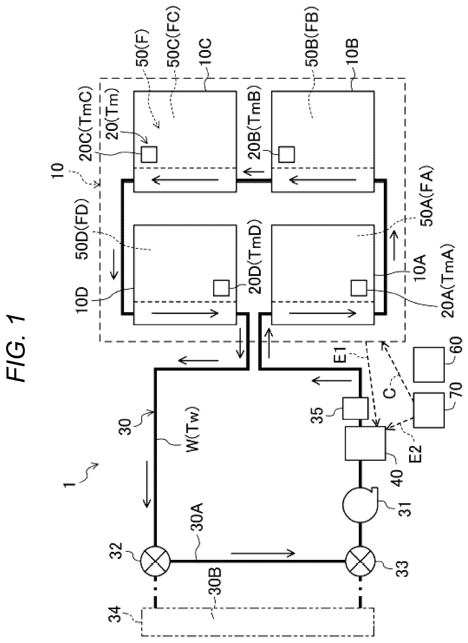 Patent US12614782 Figure 1 – Battery unit temperature management device