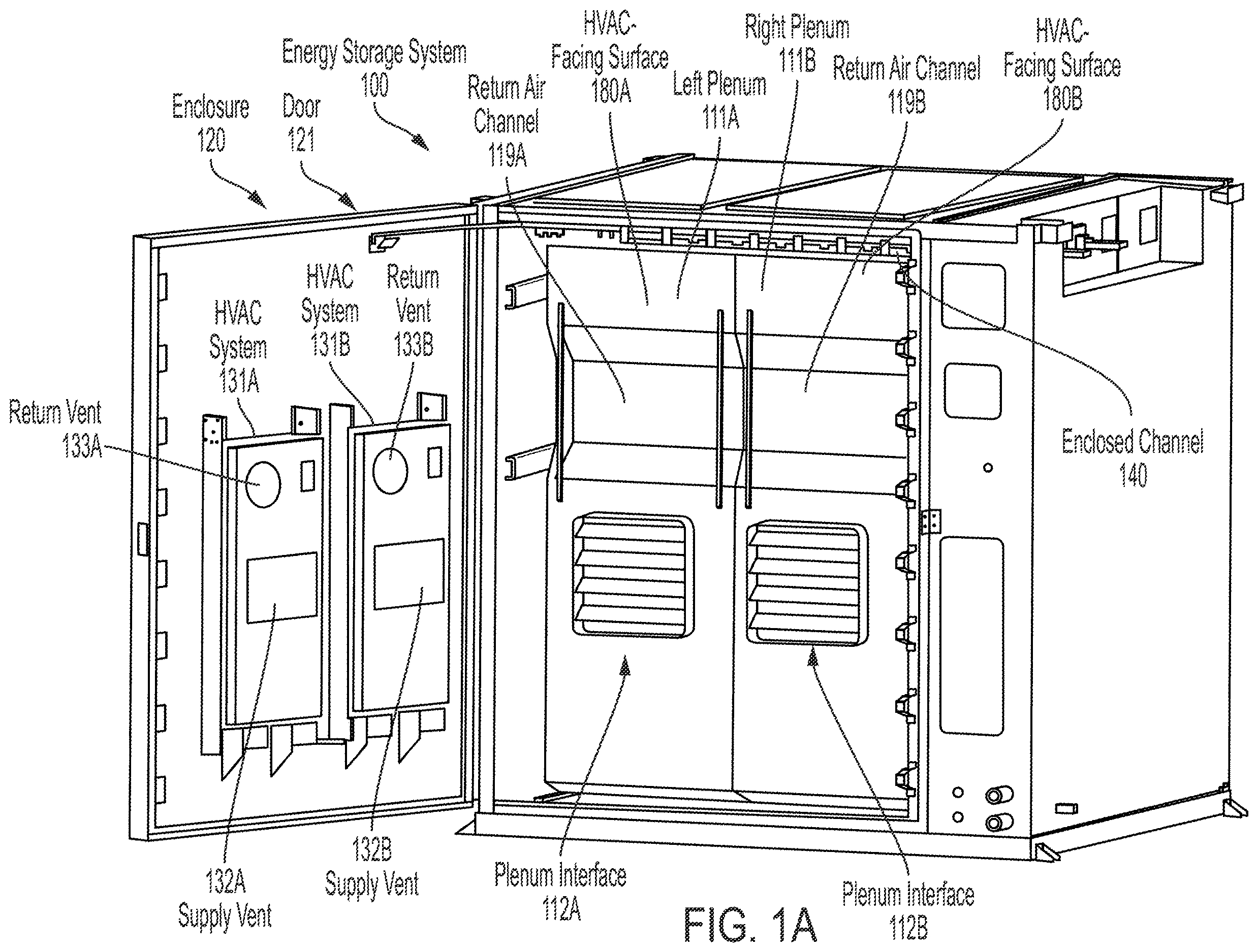 Patent US12614785 — Energy storage system with removable, adjustable, and lightweight plenums — Figure 1