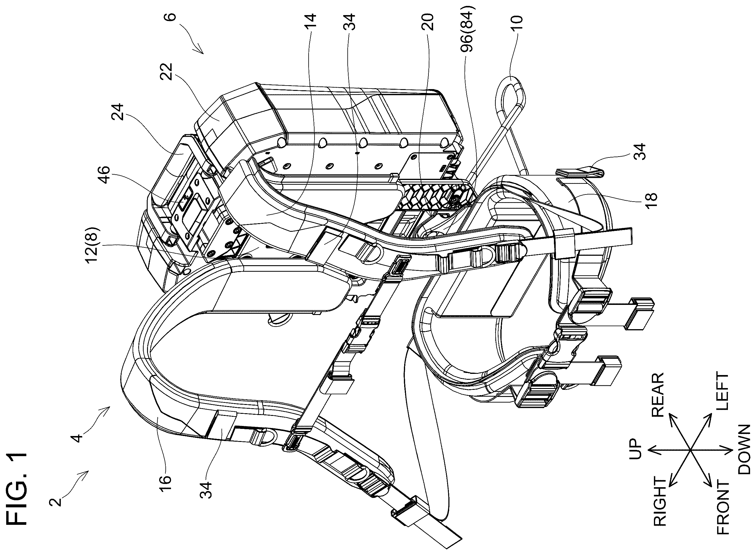 Patent US12614803 Figure 1 – Backpack type assembly and backpack type carrier