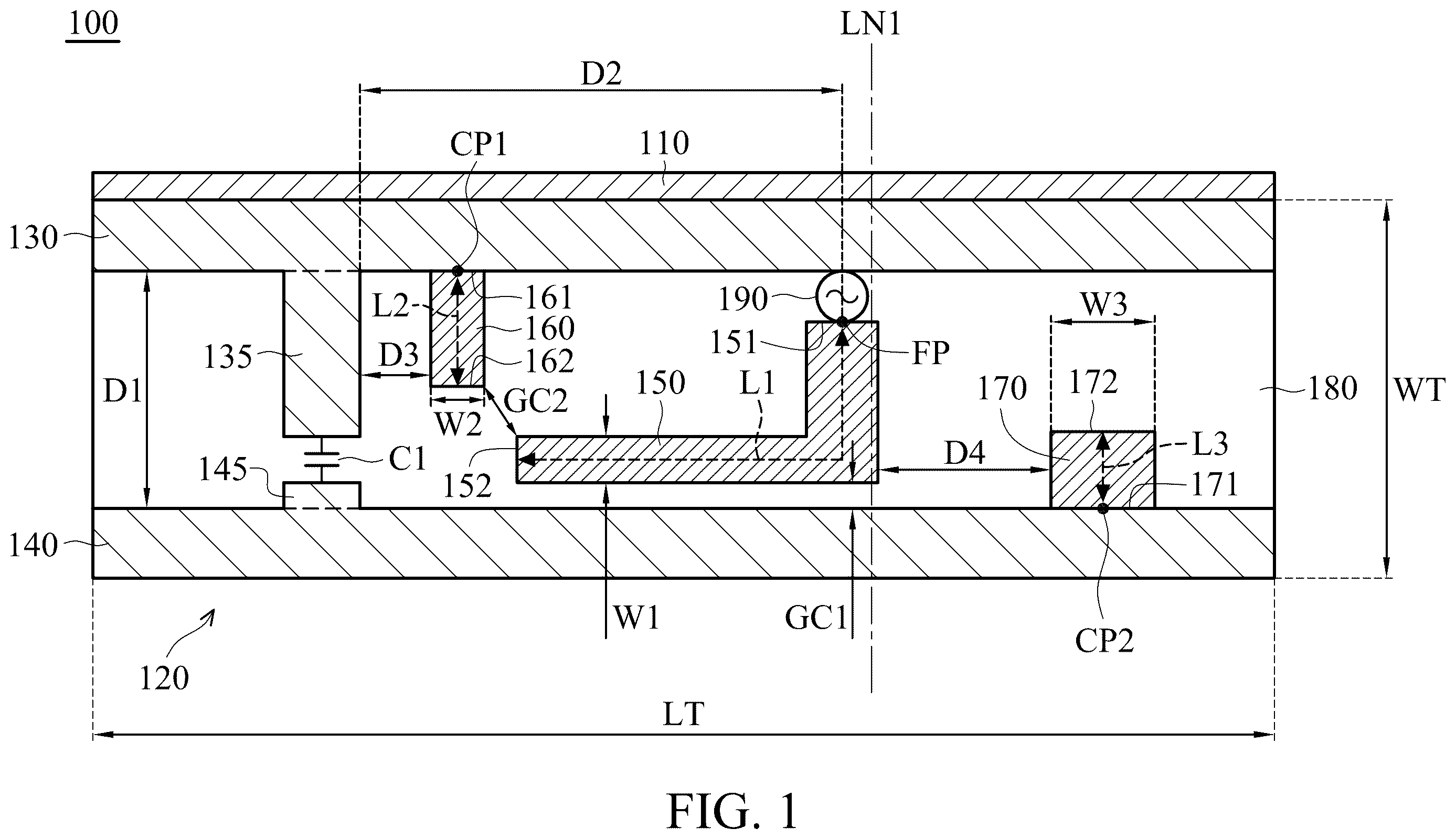 Patent US12614847 — Antenna structure and mobile device — Figure 1