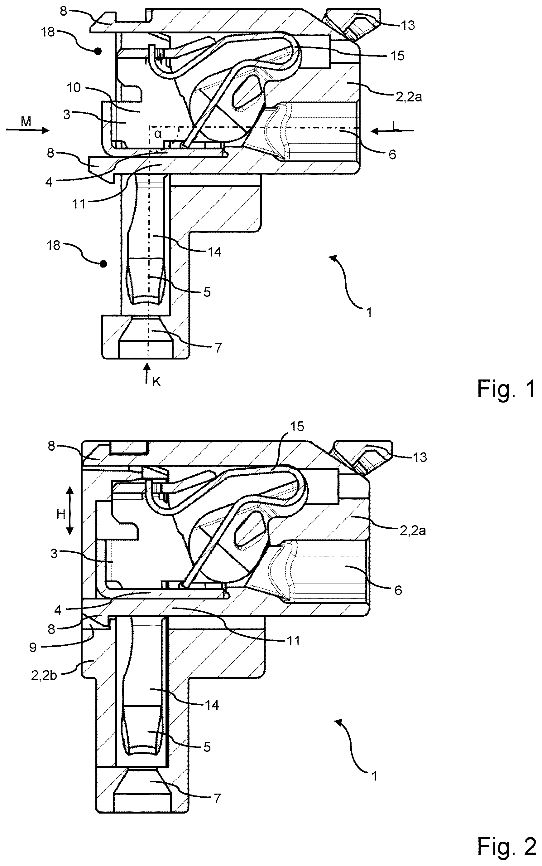 Patent US12614865 Figure 1 – Plug connector and insulating housing for a plug connector