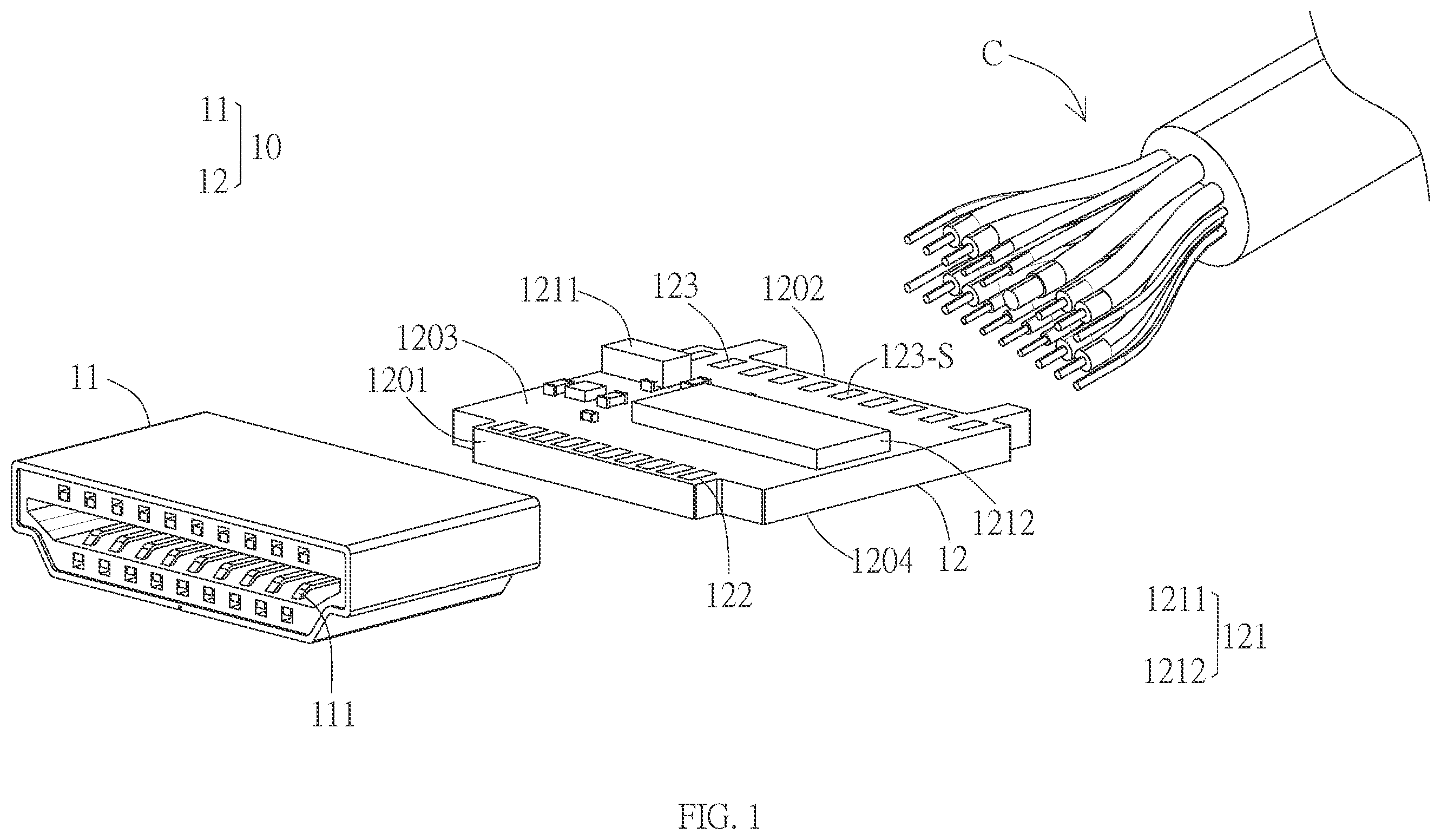 Patent US12614880 — Connector component, transmission line system and adjustment method and instruction set thereof — Figure 1