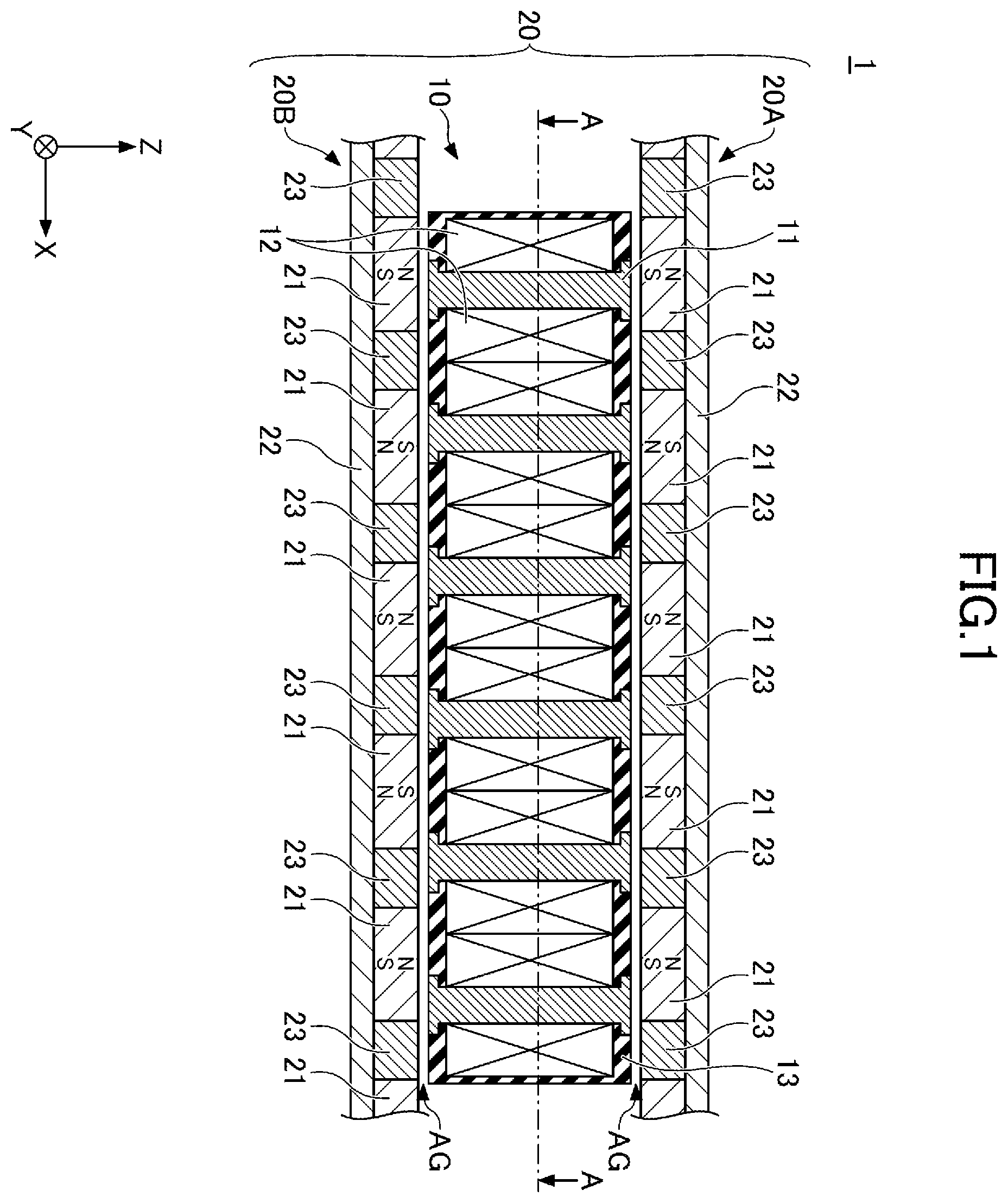 Patent US12614961 — Linear motor with specific ratios of dimensions — Figure 1