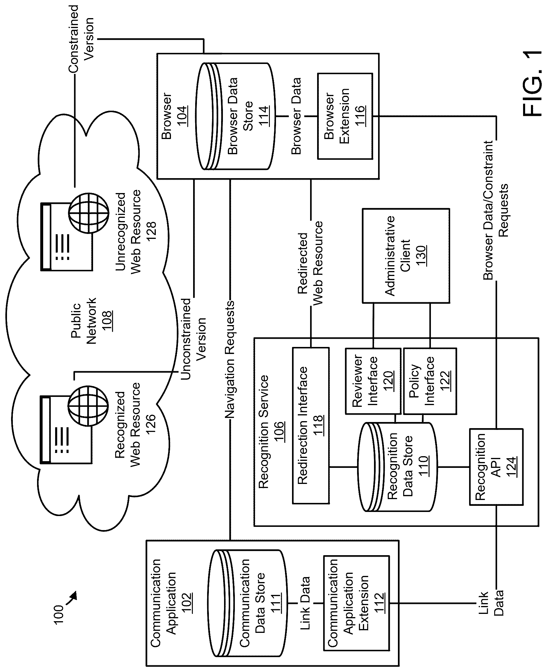 Patent US12615291 Figure 1 – Web resource recognition