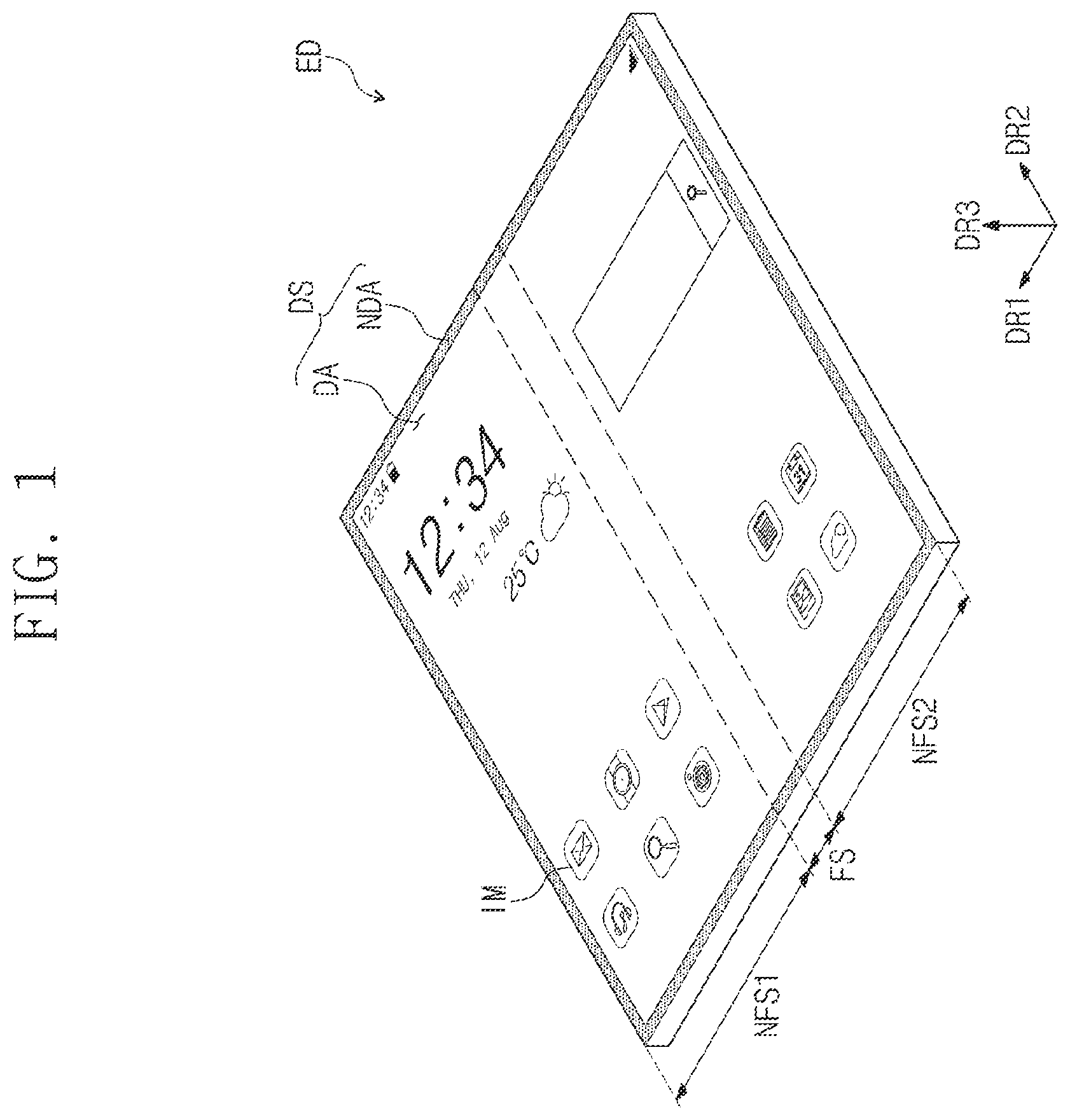 Patent US12615724 — Flexible display device with settled cover layer — Figure 1