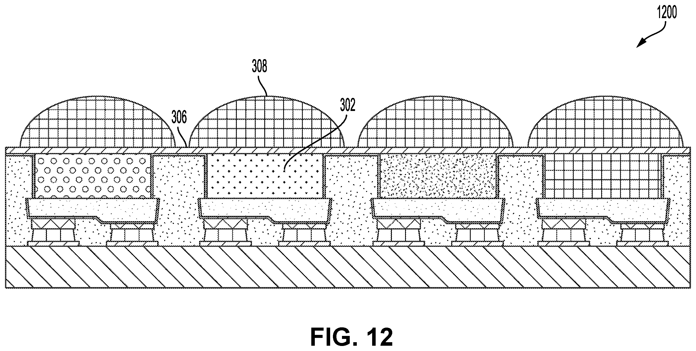 Patent US12615892 Figure 11 – High-density micro-LED arrays with reflective sidewalls