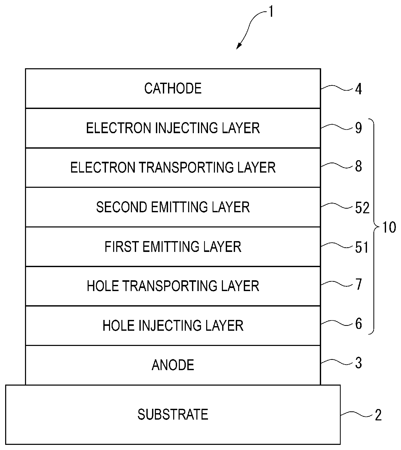 Patent US12615961 — Organic electroluminescent element and electronic device — Figure 1