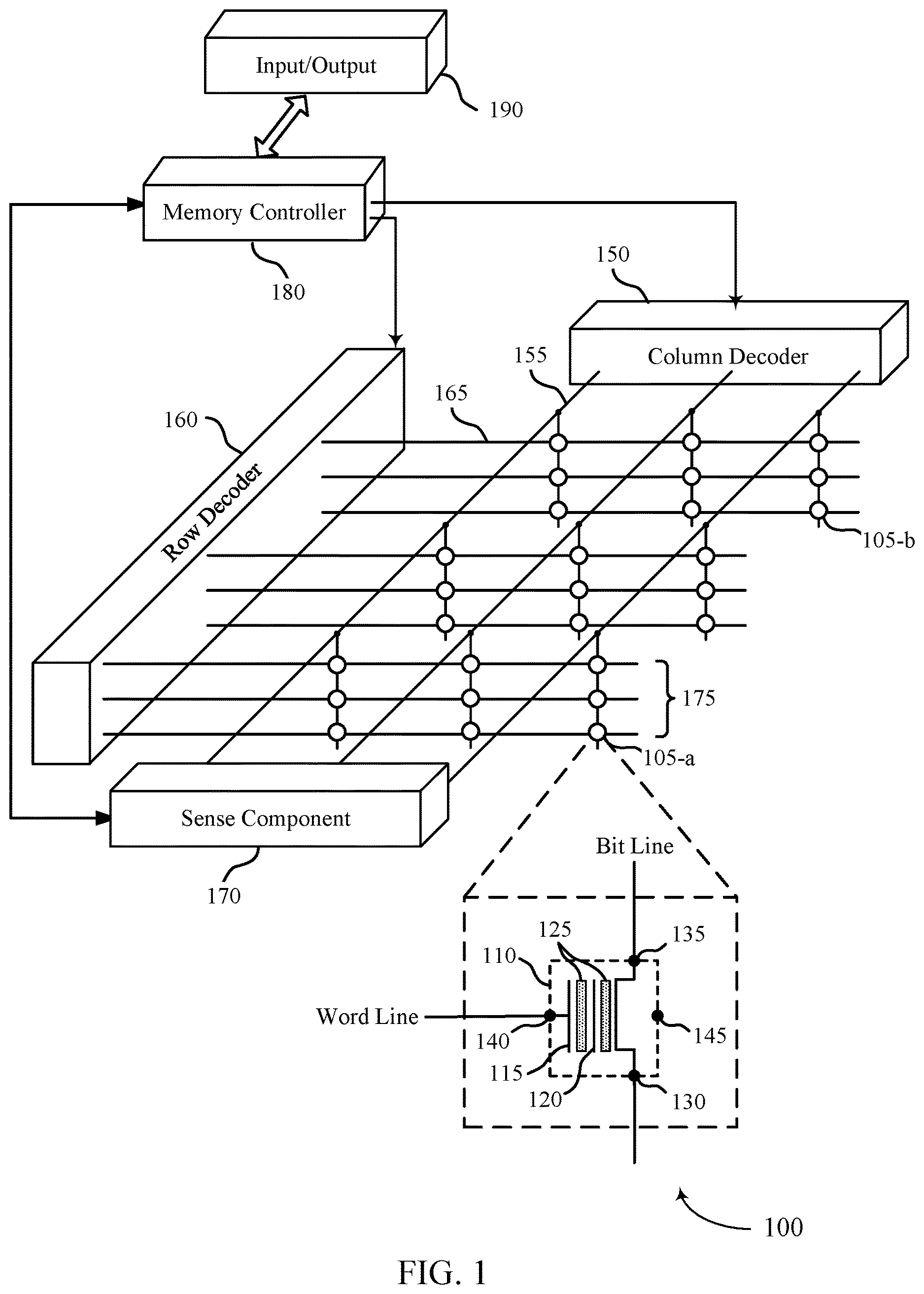 Patent US12616007 — Isolation regions within a memory die — Figure 1