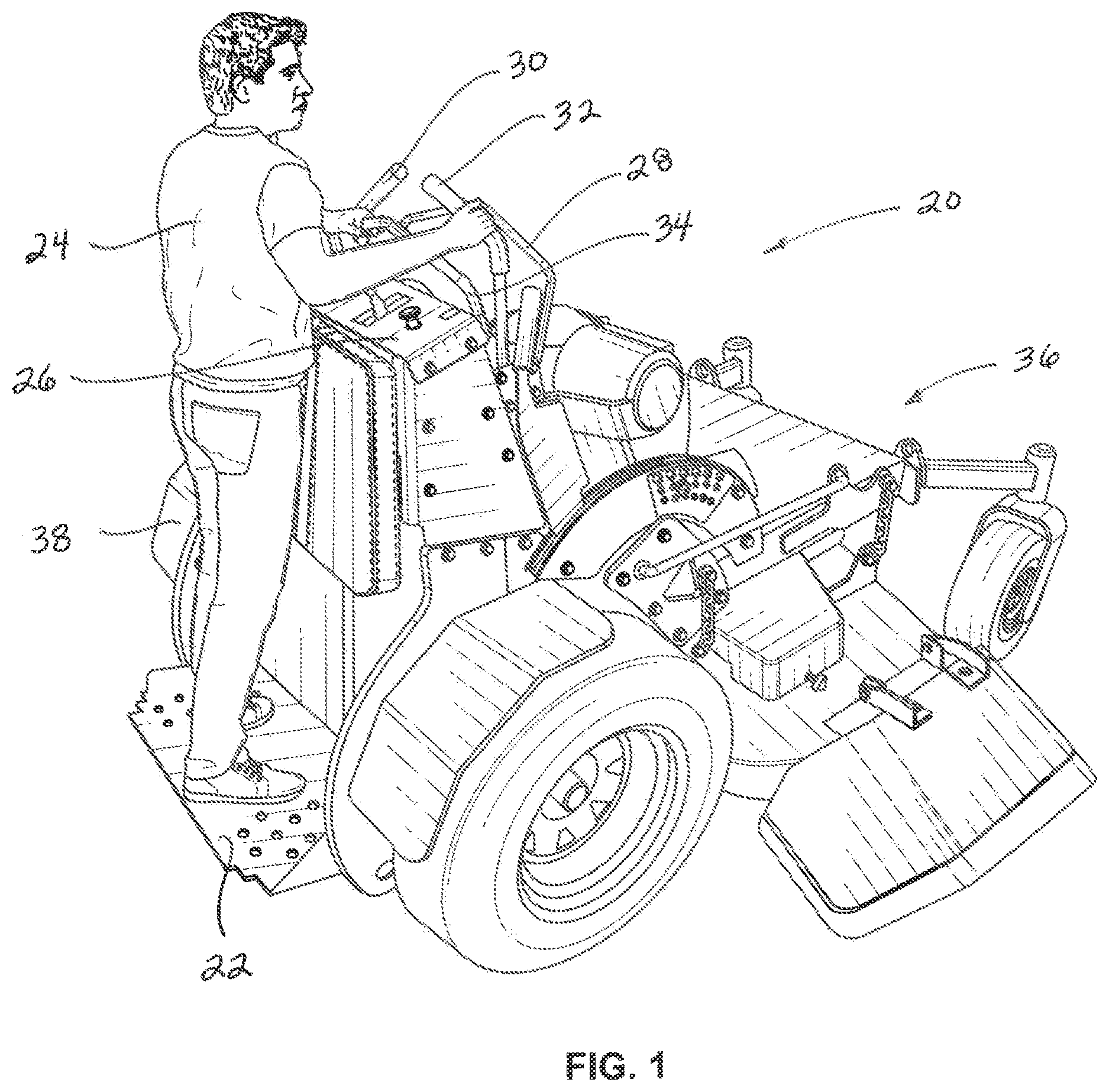 Patent US12616091 — Method and apparatus for height adjustable handles for mower — Figure 1